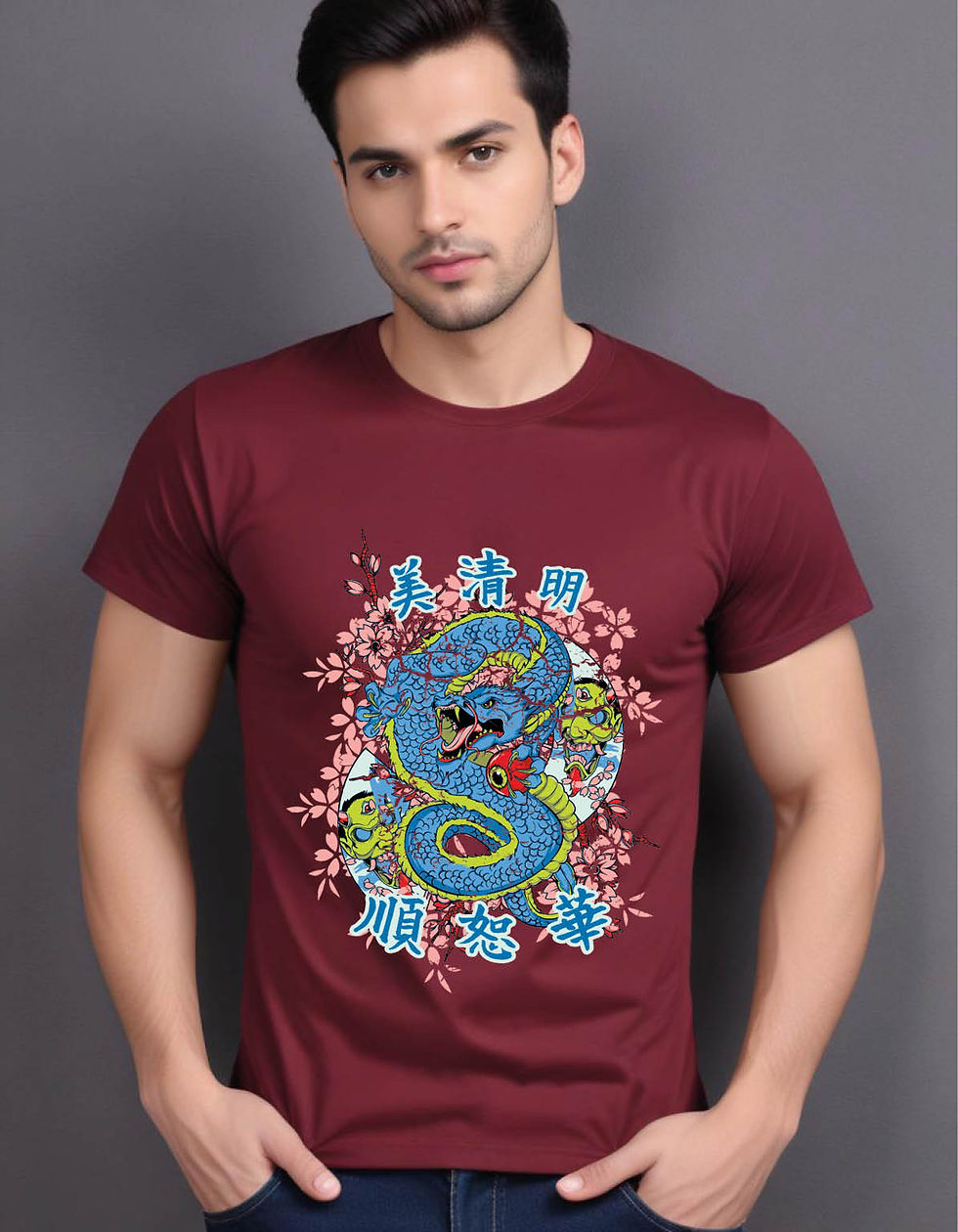 Thumbnail: dragon holding eye spring mens printed graphic t shirt