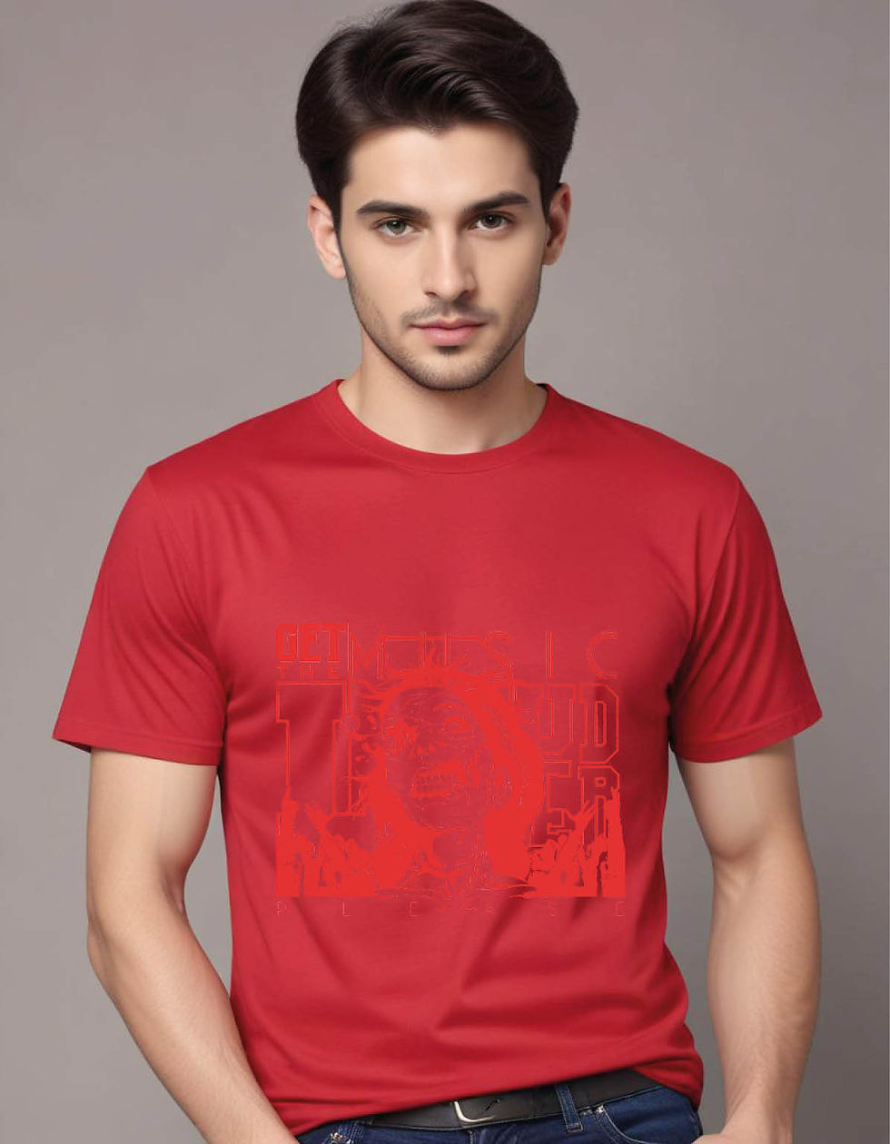 Thumbnail: get music louder i cant see mens printed graphic t shirt