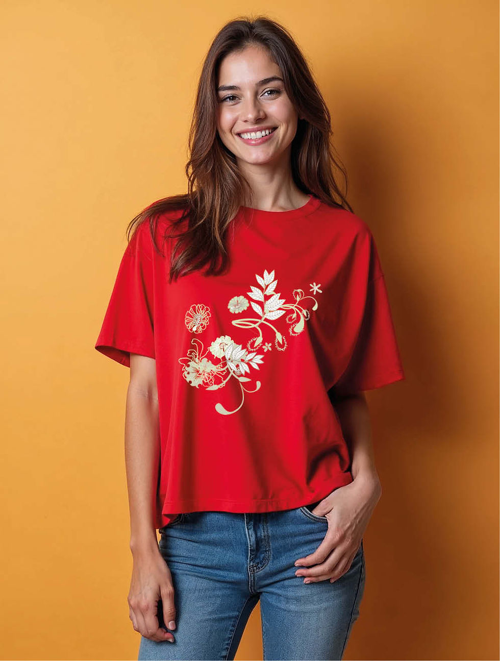Monochromatic Floral Swirl Chic Women’s Printed Graphic Streetwear T-Shirt