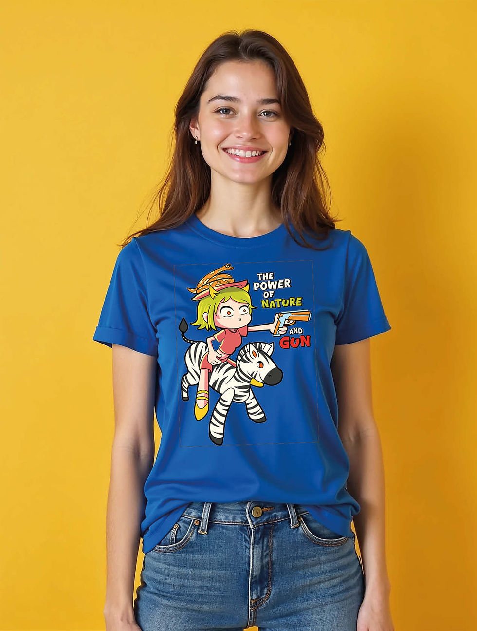 Thumbnail: the power of nature and gun Urban Women’s Printed Graphic Streetwear T-Shirt