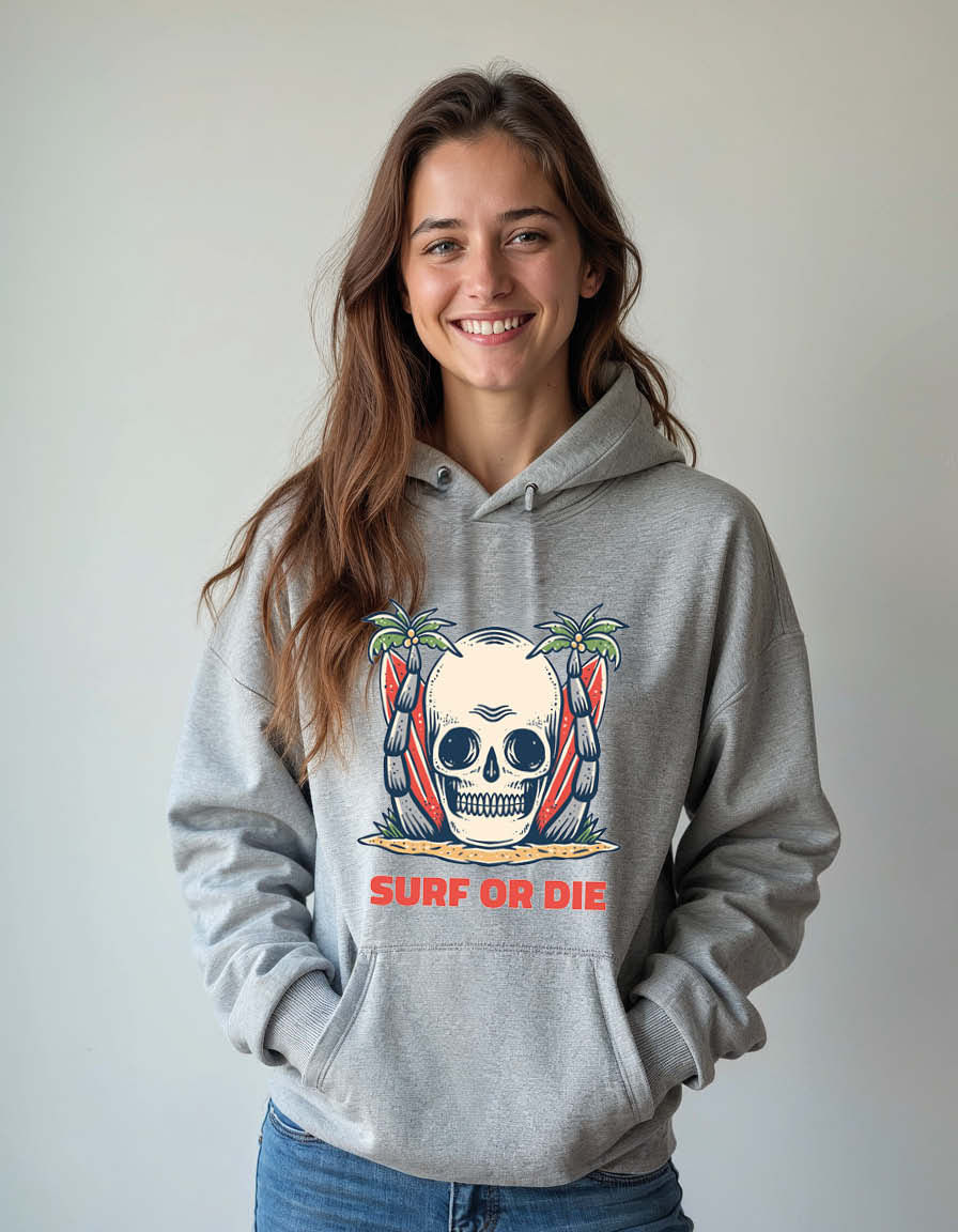 Thumbnail: surf or die Unisex Graphic Printed Hoodies for mens & womens
