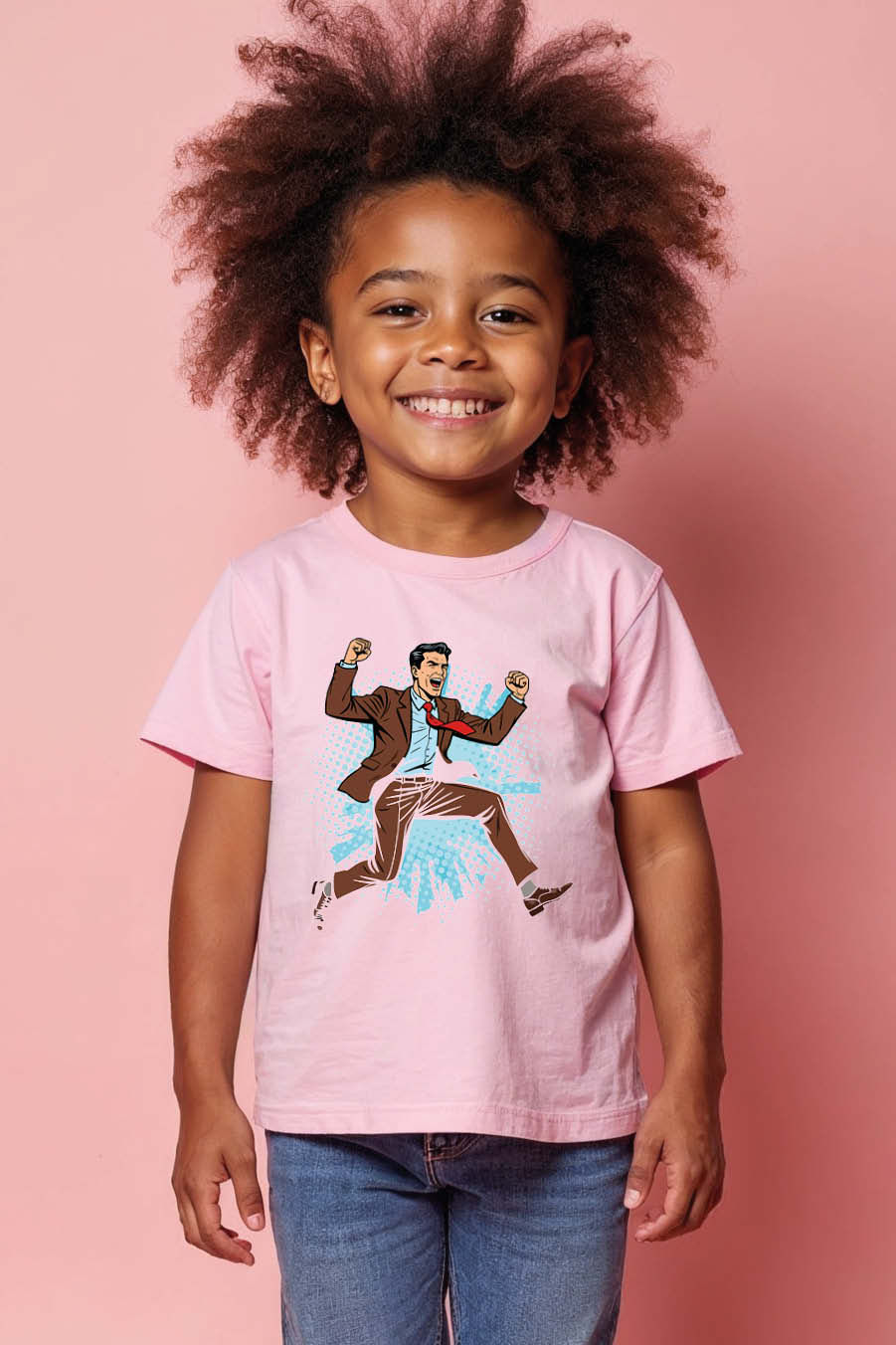 Thumbnail: Jumping for Joy Pop Art Man Kids T-Shirt Cotton Kids Printed T-Shirt – Quote