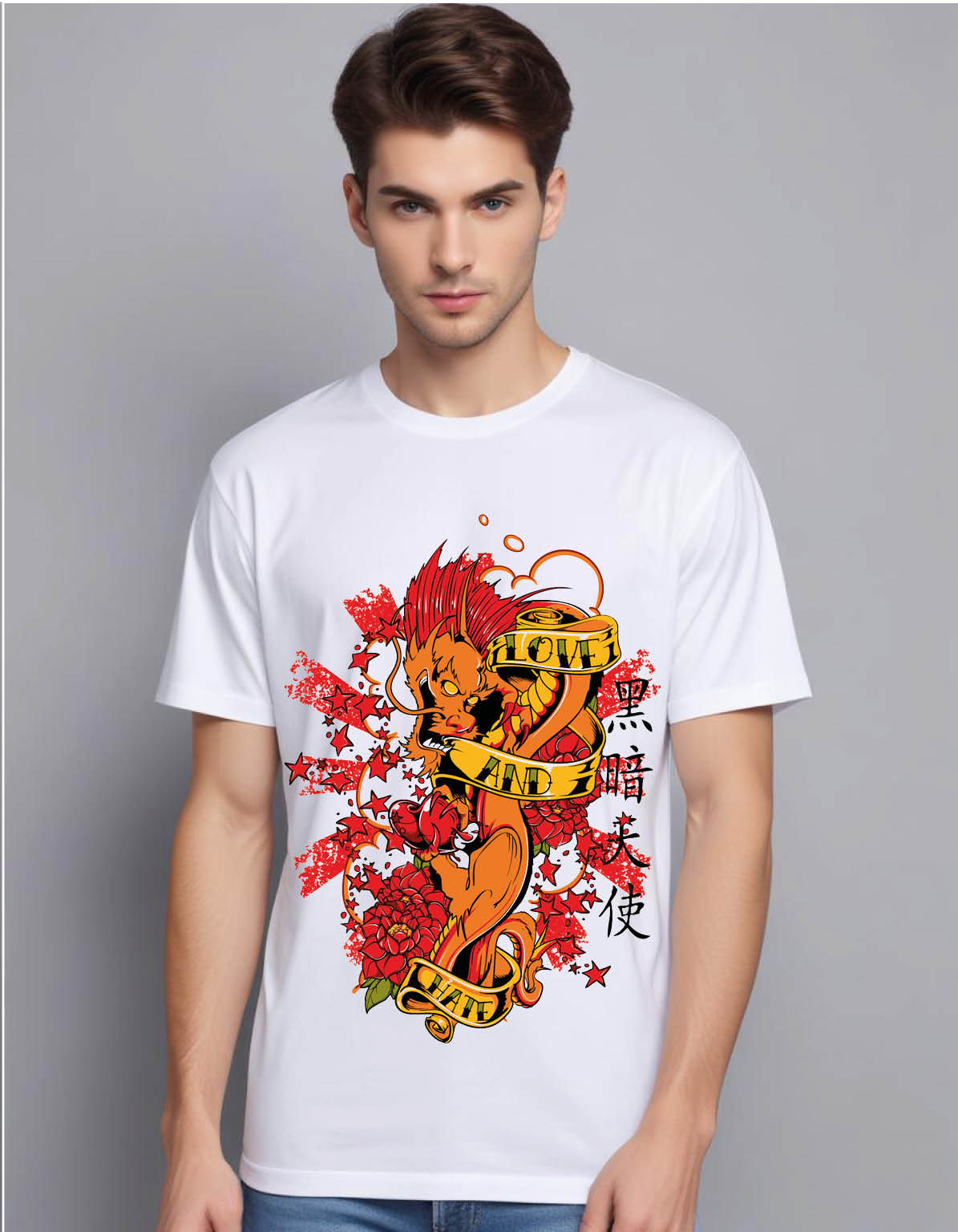 angry dragon flourish japanese mens printed graphic t shirt