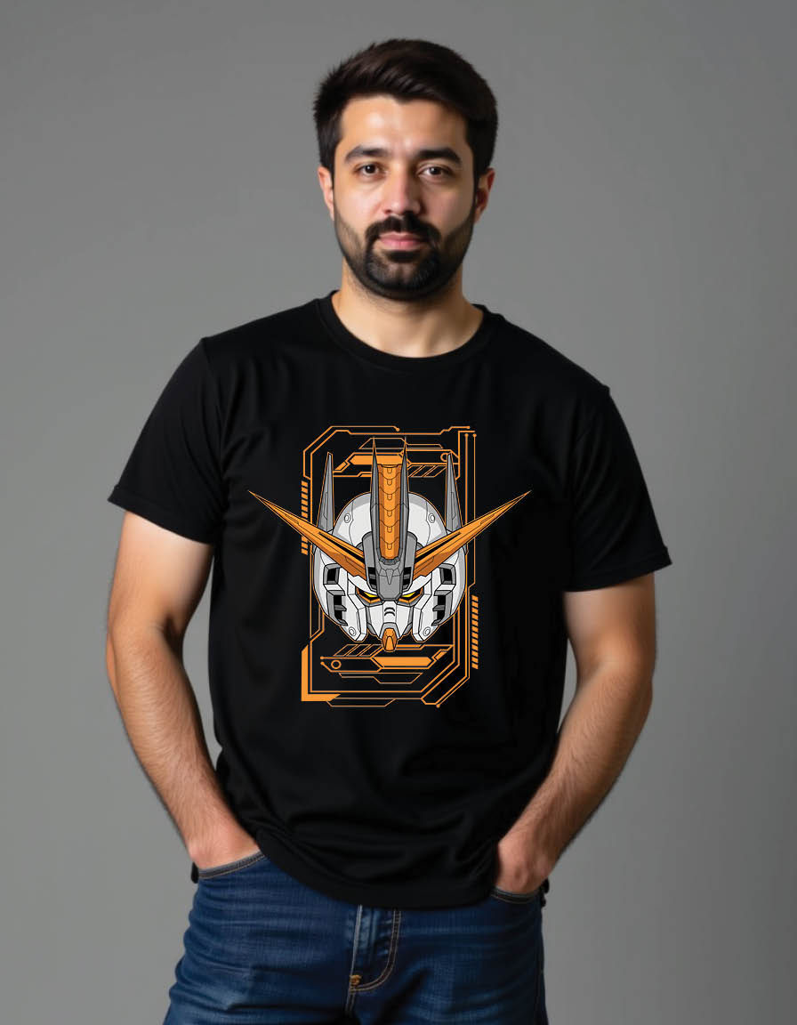 robot head with sacred geometry mens printed graphic t shirt