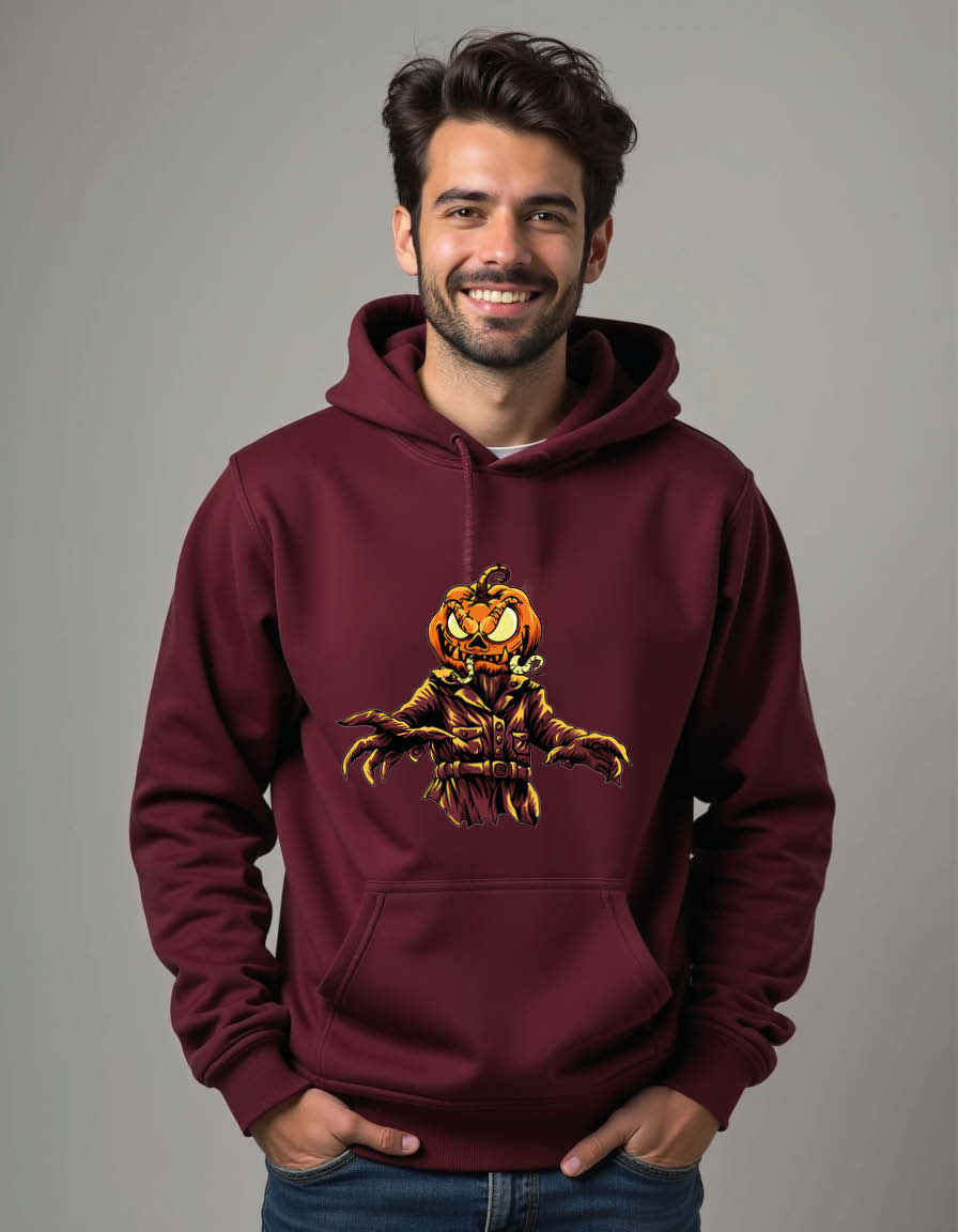 Thumbnail: Evil Pumpkin Monster Casual Unisex Printed Graphic Hoodies For Men & Women