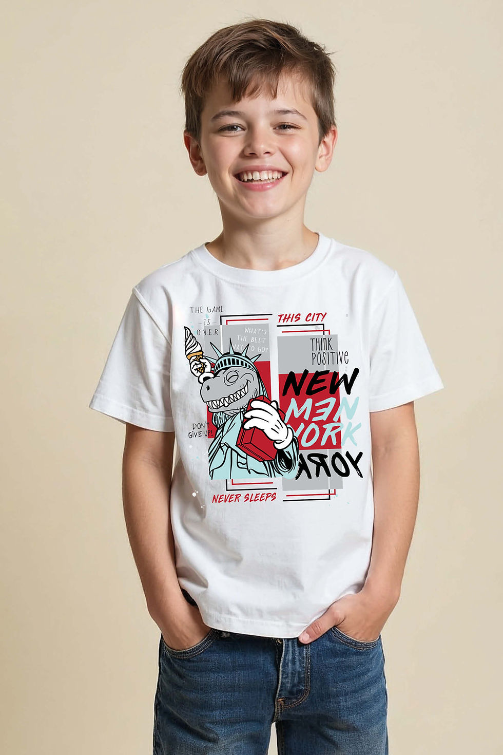 NewYork city Cotton Stylish Kids Graphic T-Shirt – Quote Print Design for Boys