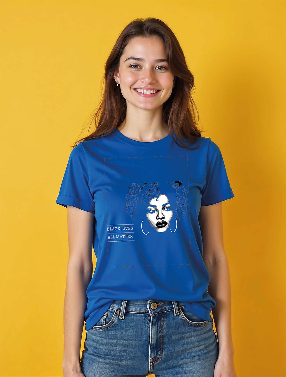 Thumbnail: Black Lives Matter Afro Portrait Casual Women’s Quote T-Shirt – Shop Now