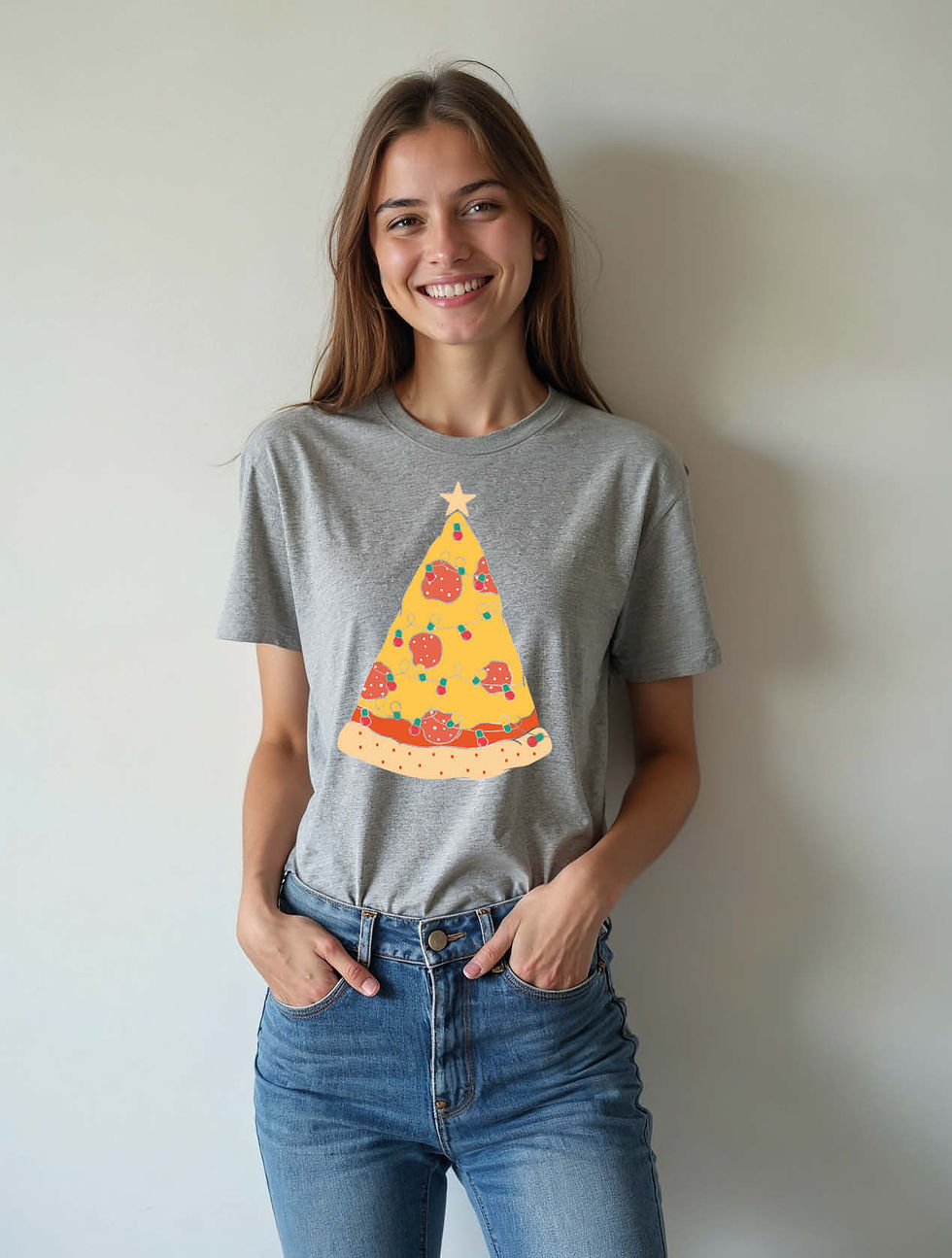 Thumbnail: Funny Pizza Christmas Modern Women’s Printed Graphic Streetwear T-Shirt