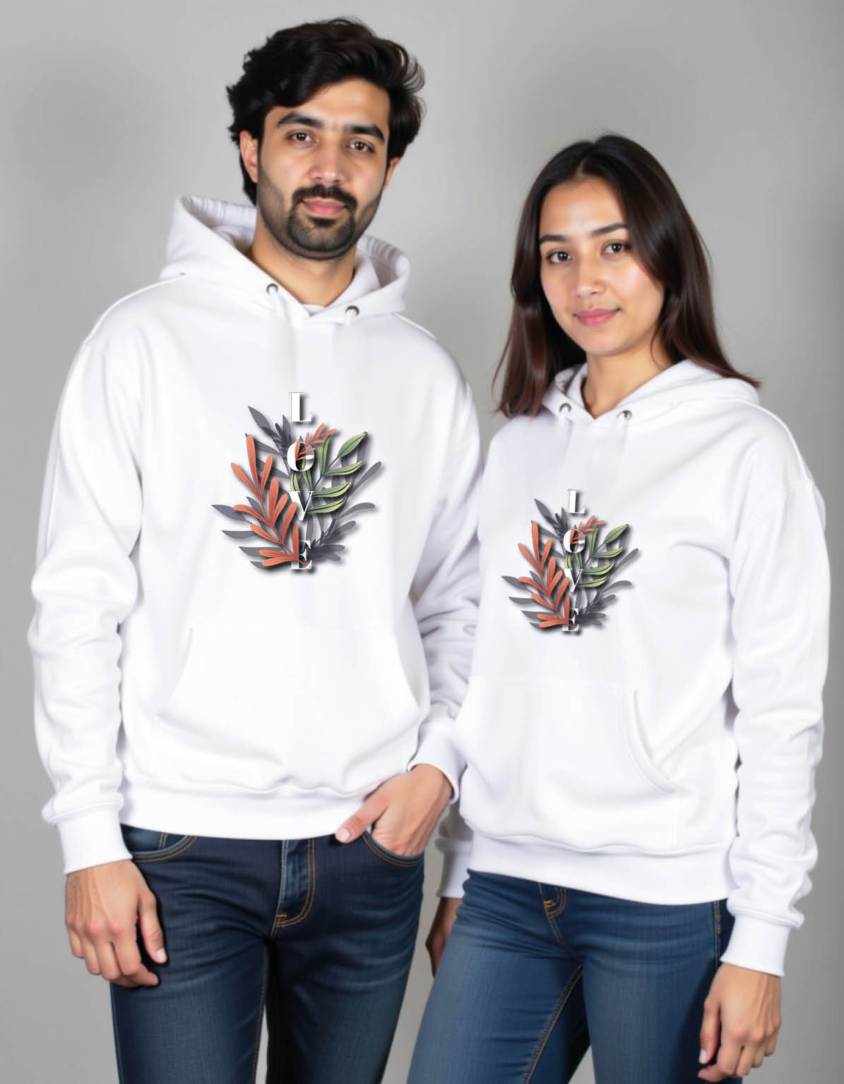 love Casual Streetwear Printed Graphic Couple Hoodies