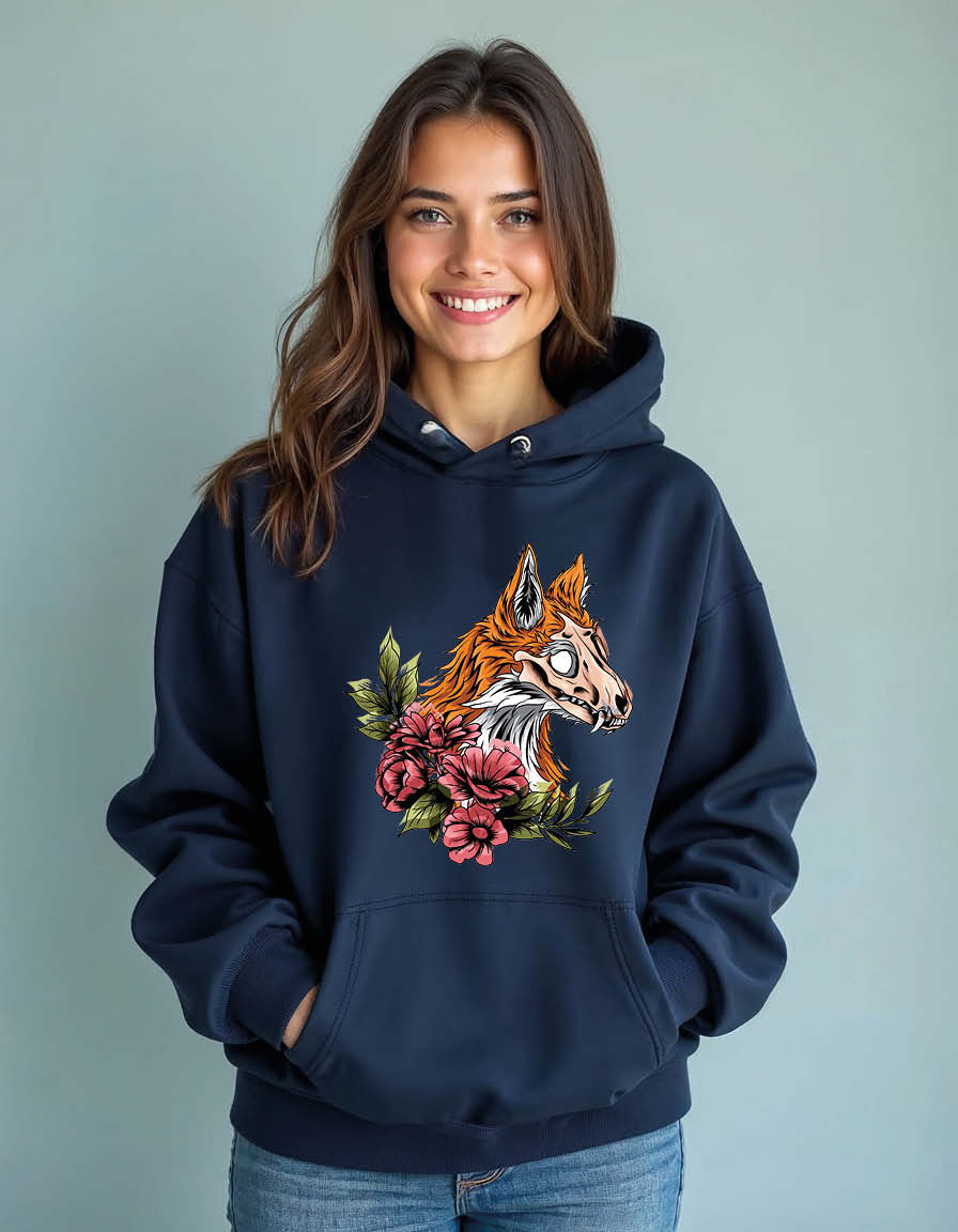 Thumbnail: Floral Wolf Head Vintage Unisex Printed Graphic Hoodies For Men & Women