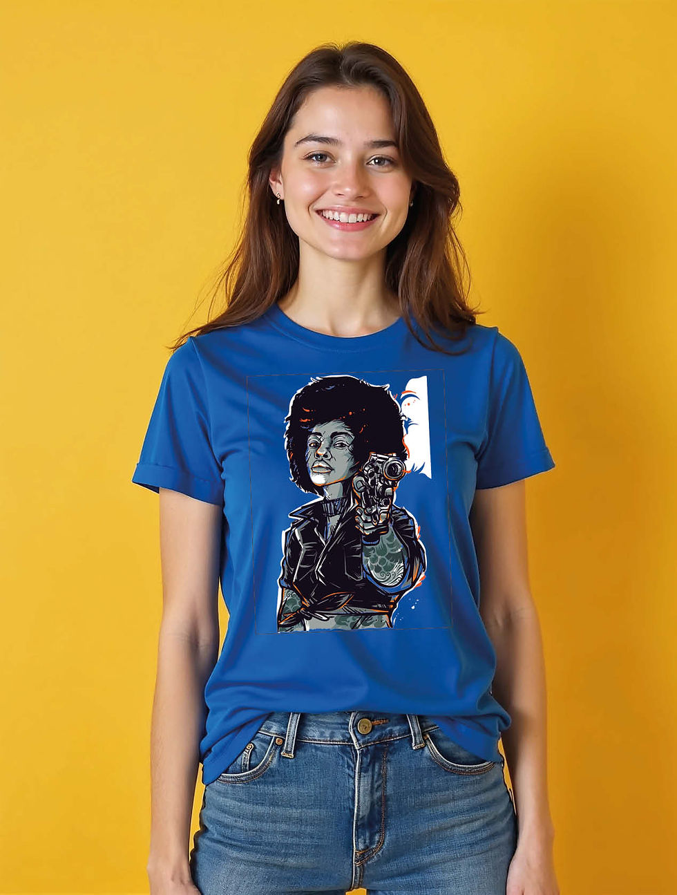 Thumbnail: Afro Punk Woman with CatClassic Women’s Printed Graphic Streetwear T-Shirt