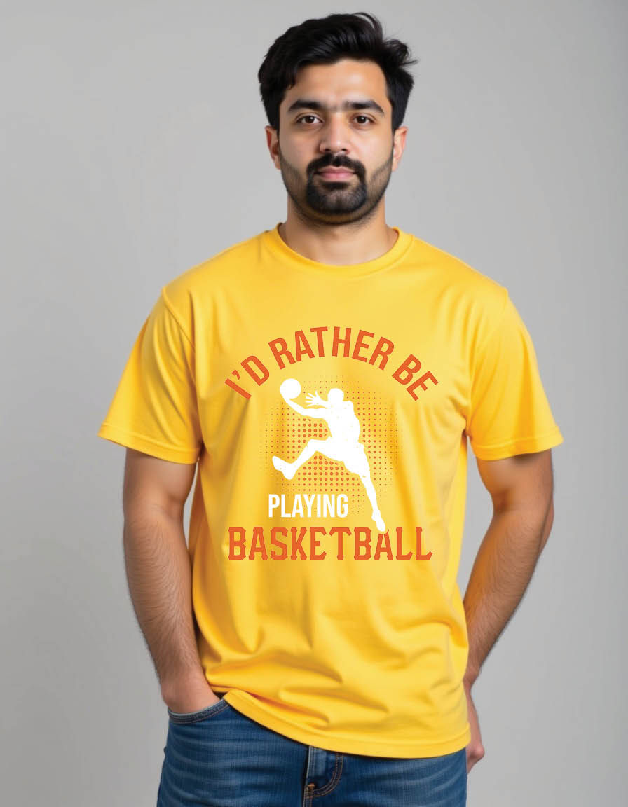 Thumbnail: id rather be playing basketball mens printed graphic t shirt