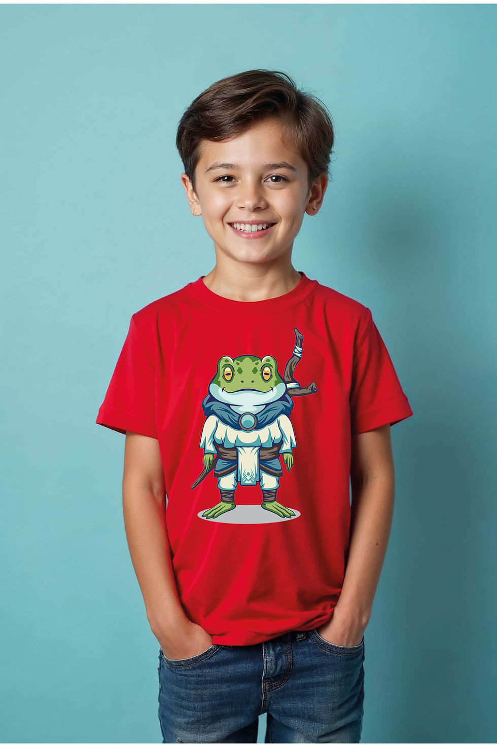 Ninja Frog Warrior Kids T-Shirt – Cool Cartoon Fighter Print Tee for Boys