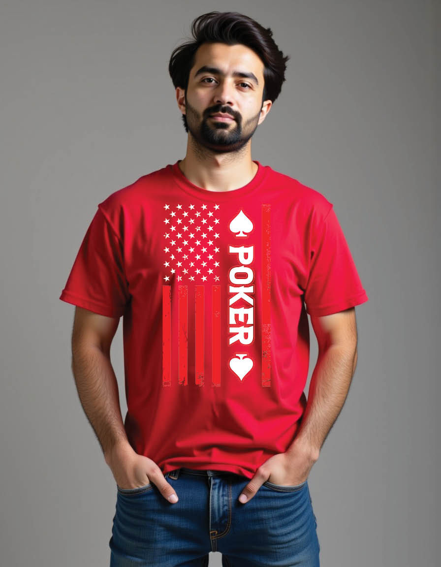 Thumbnail: american flag with poker template mens printed graphic t shirt