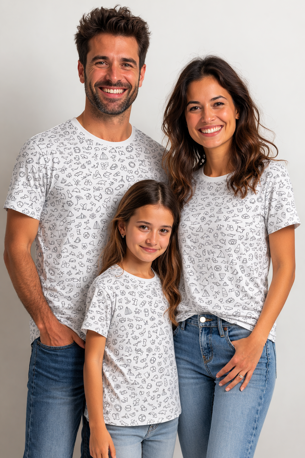 Sea icons family matching printed tshirts pack of 3