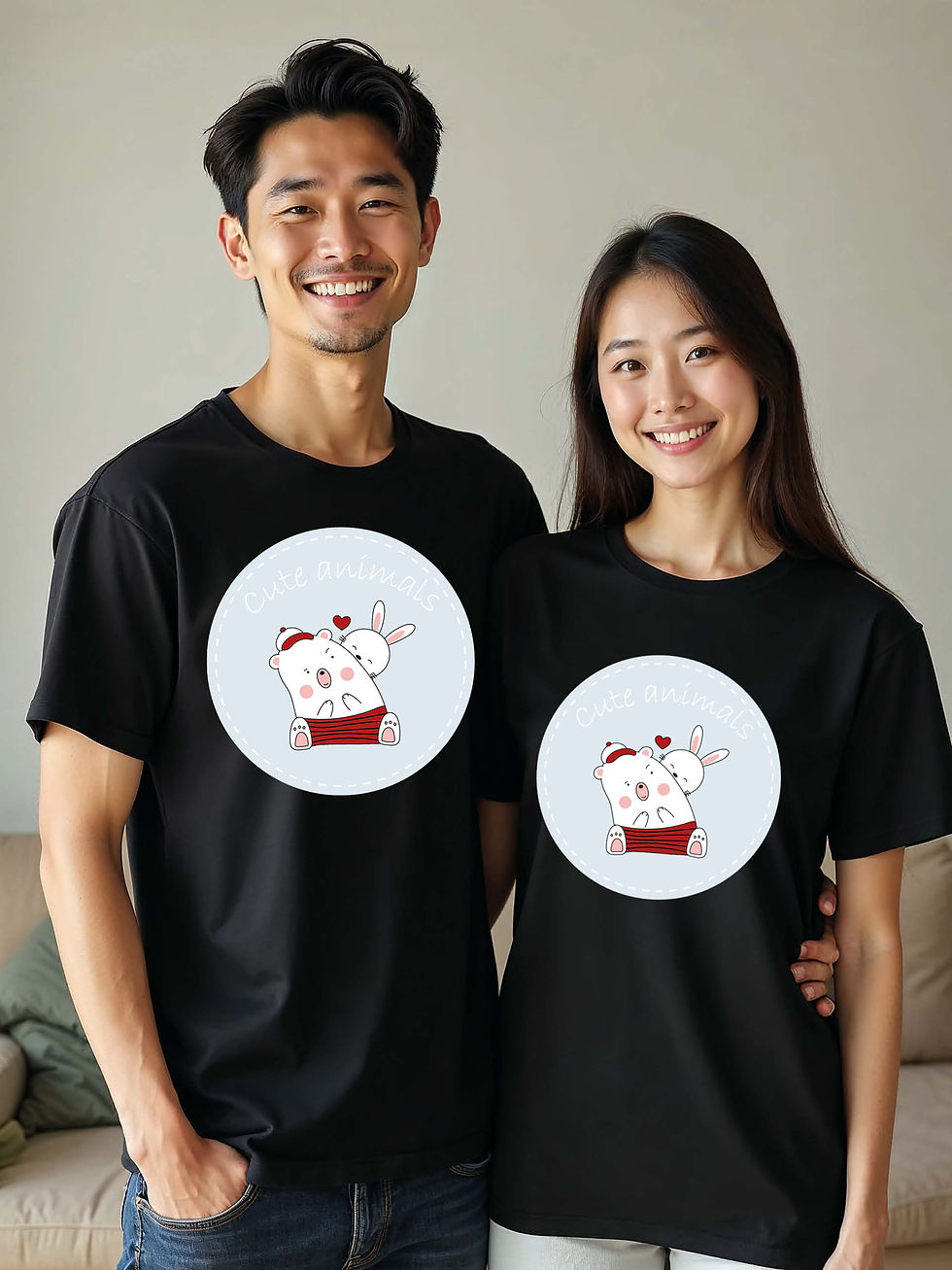 Thumbnail: Trendy Animal Couple Matching Tee Lovers Edition – Shop Now