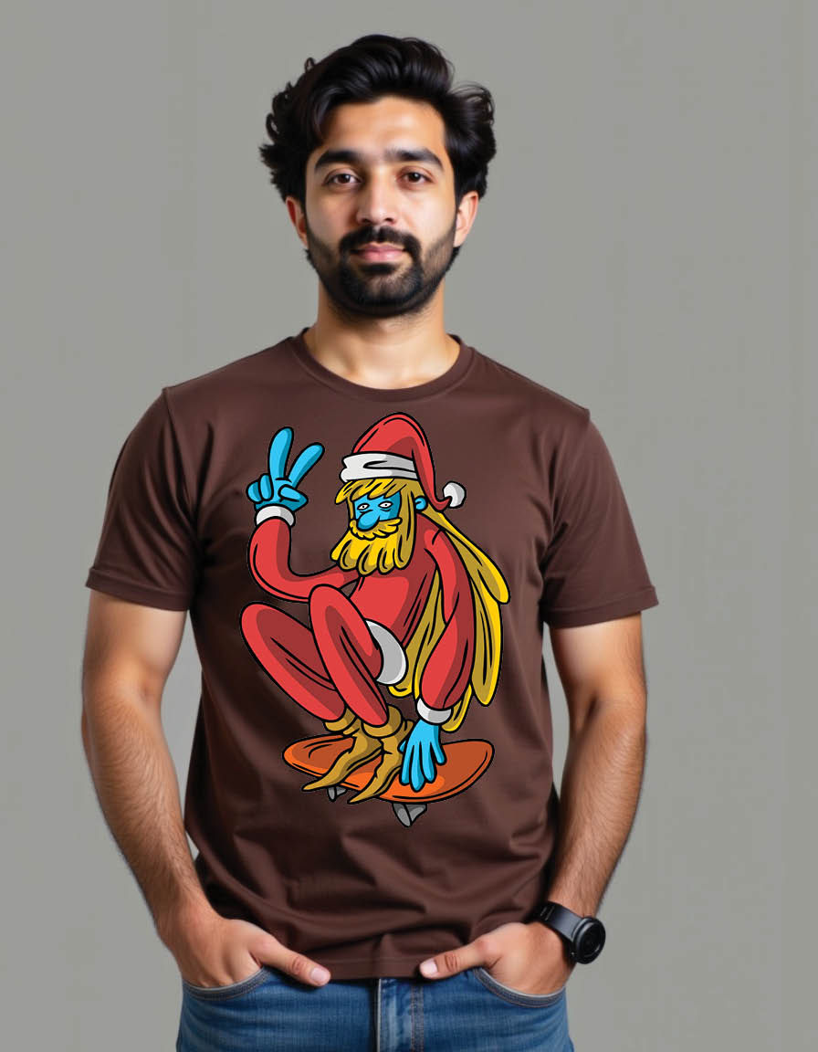 Thumbnail: happy santa package hand drawn style mens printed graphic t shirt