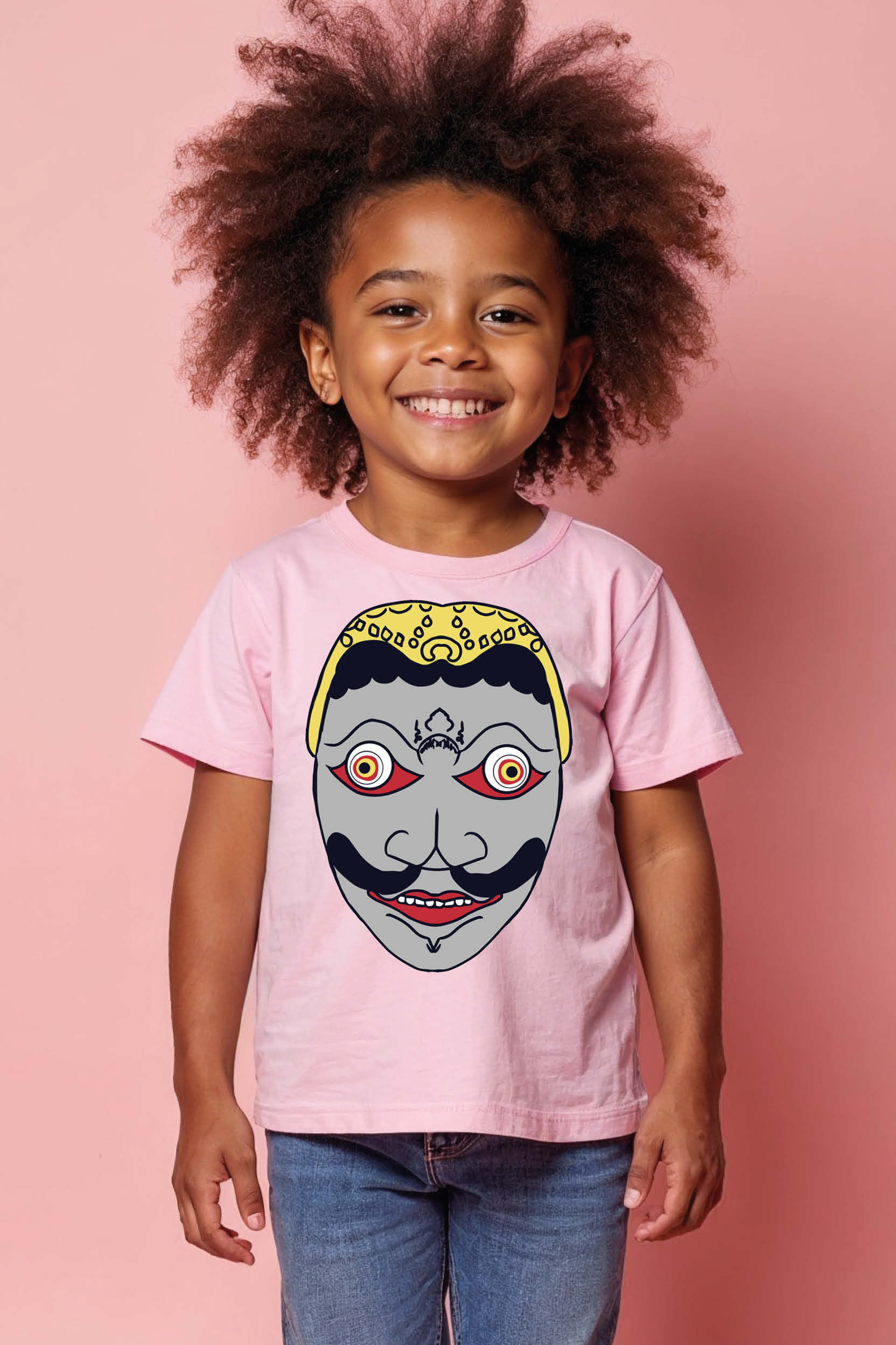 Wayang Golek Puppet Face / Indonesian Mask Kid's T-Shirt Fashion Printed