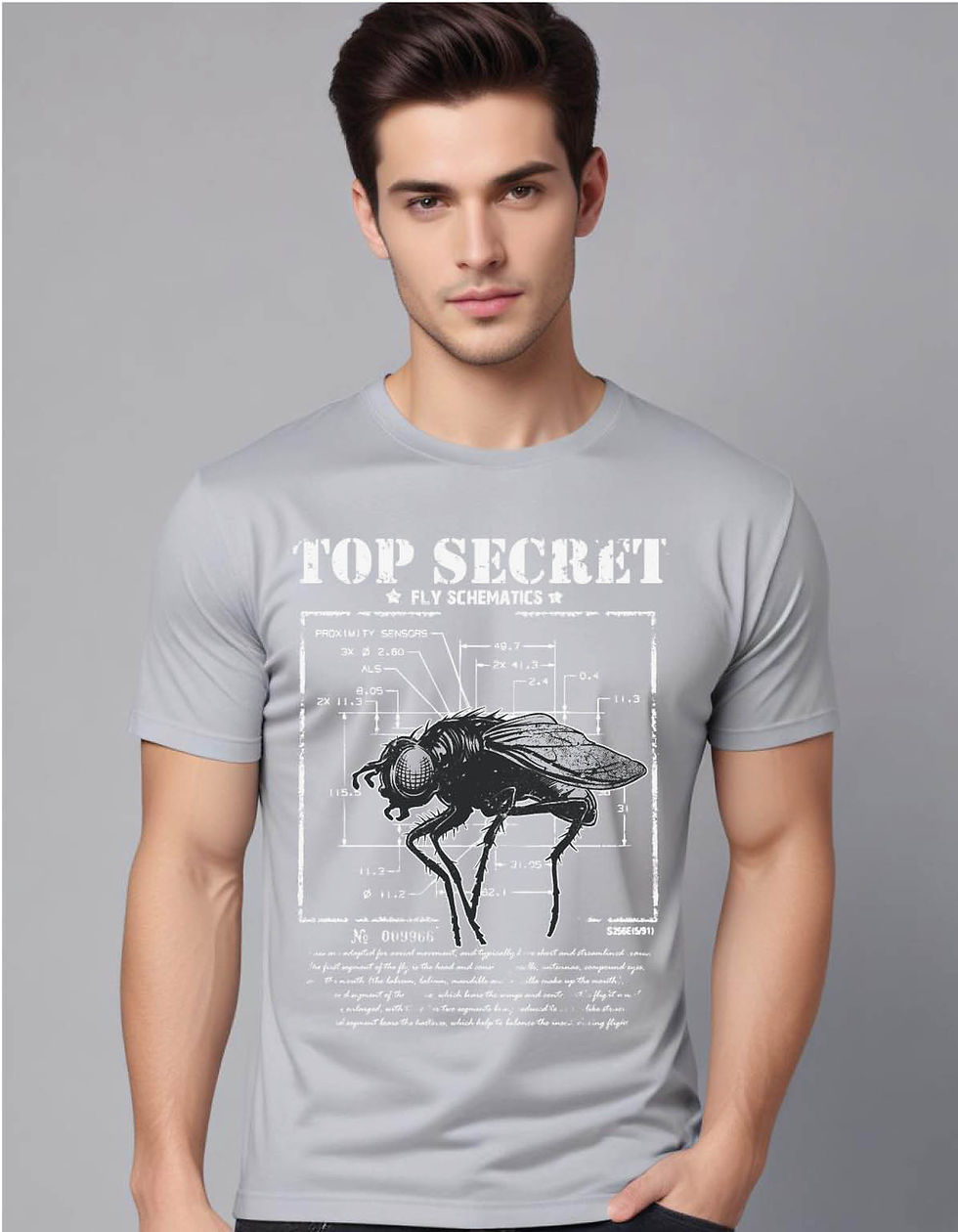 Thumbnail: fly portrait measurements text mens printed graphic t shirt