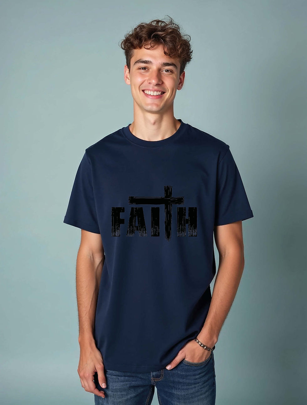 Thumbnail: faith Vintage Trendy Unisex Printed Graphic T-Shirt For Mens, Womens & Kids