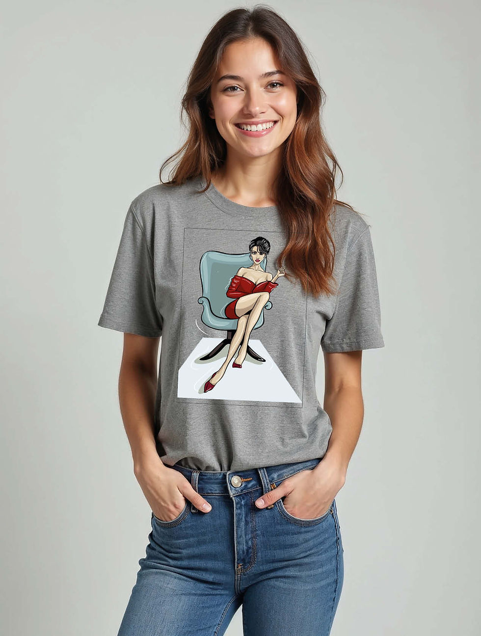 Thumbnail: Pin-up Chair Graphic  Classic Women’s Graphic T-Shirt – Hot Deal