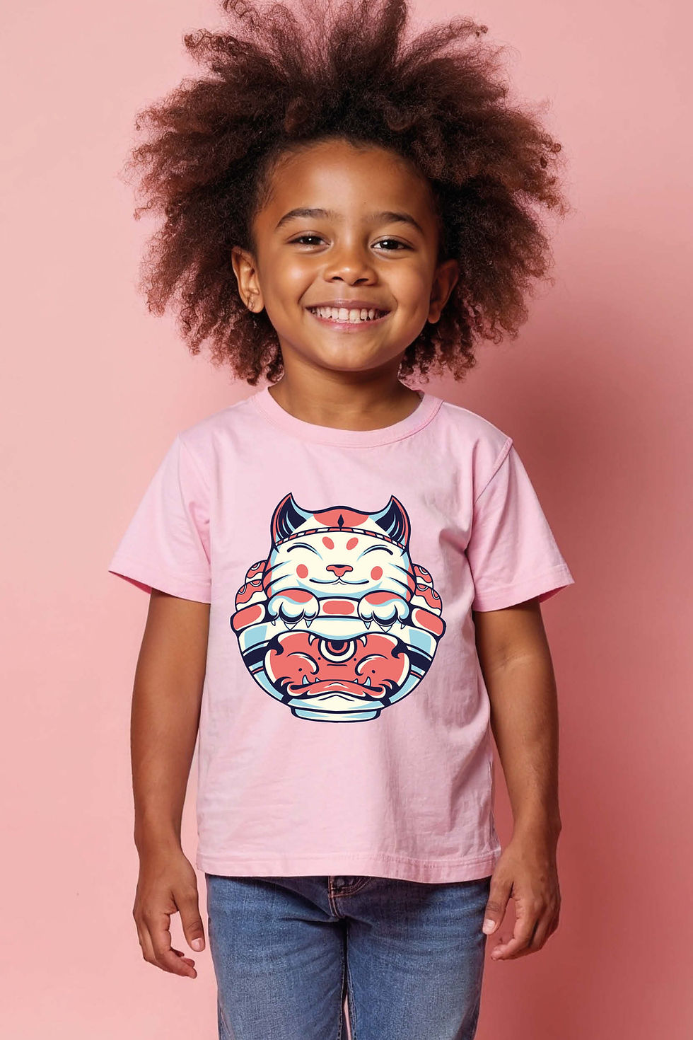 Thumbnail: Smiling Japanese Lucky Cat Maneki NekoKid's T-Shirt Comfortable Cool  Kid