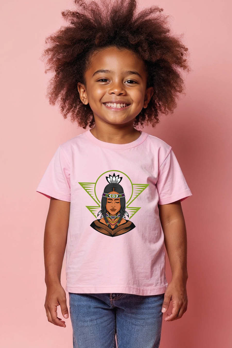 Thumbnail: Regal Indigenous Woman Graphic T-Shirt Fashion Casual Kids Printed T-Shirt