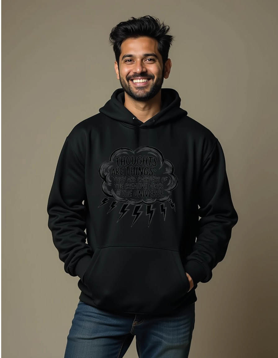Thumbnail: thoughts are things Fashion Streetwear Hoodie for Men – Warm Winter Outfit |