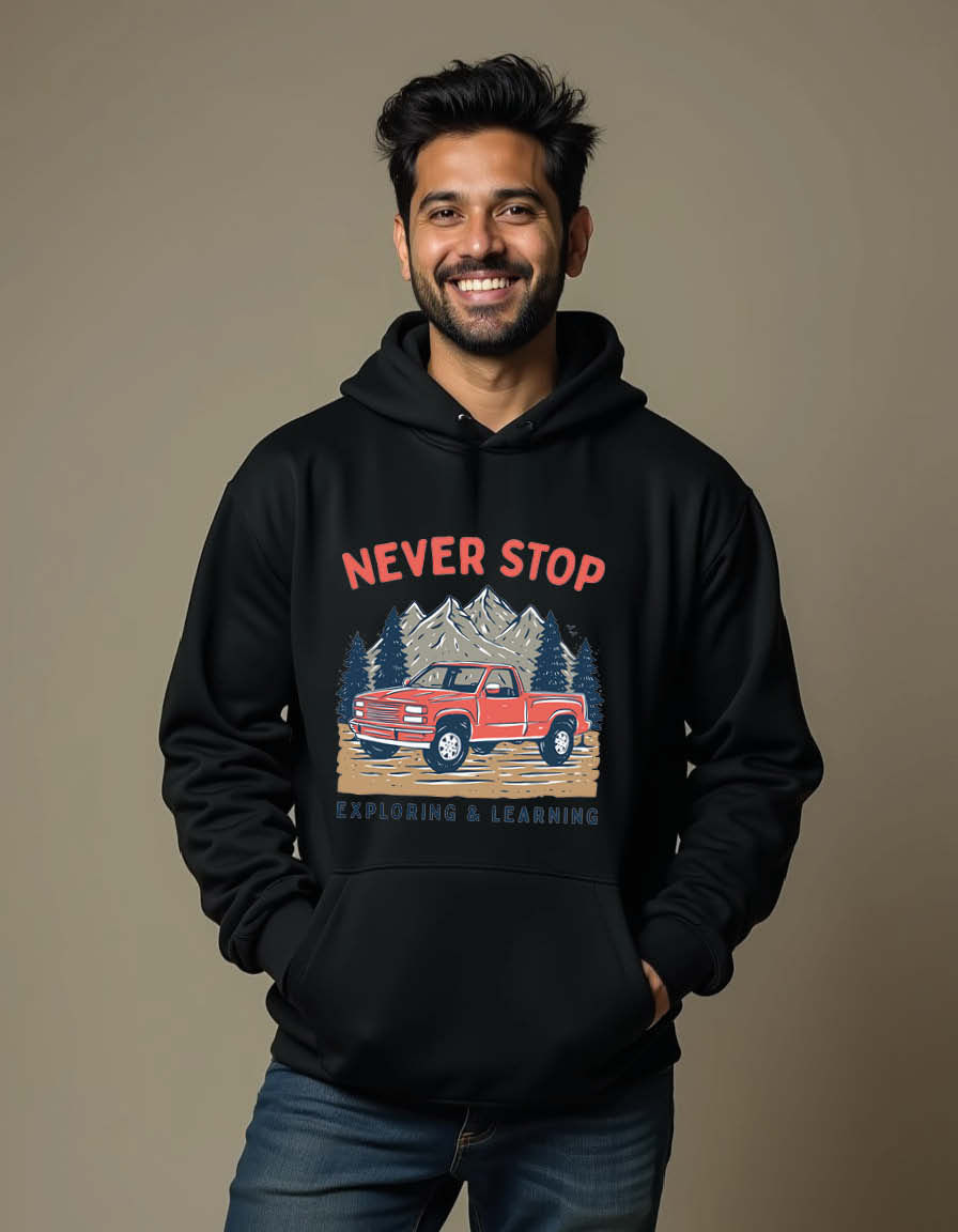 Thumbnail: never stop exploring learning Unisex Graphic Printed Hoodies for mens & womens