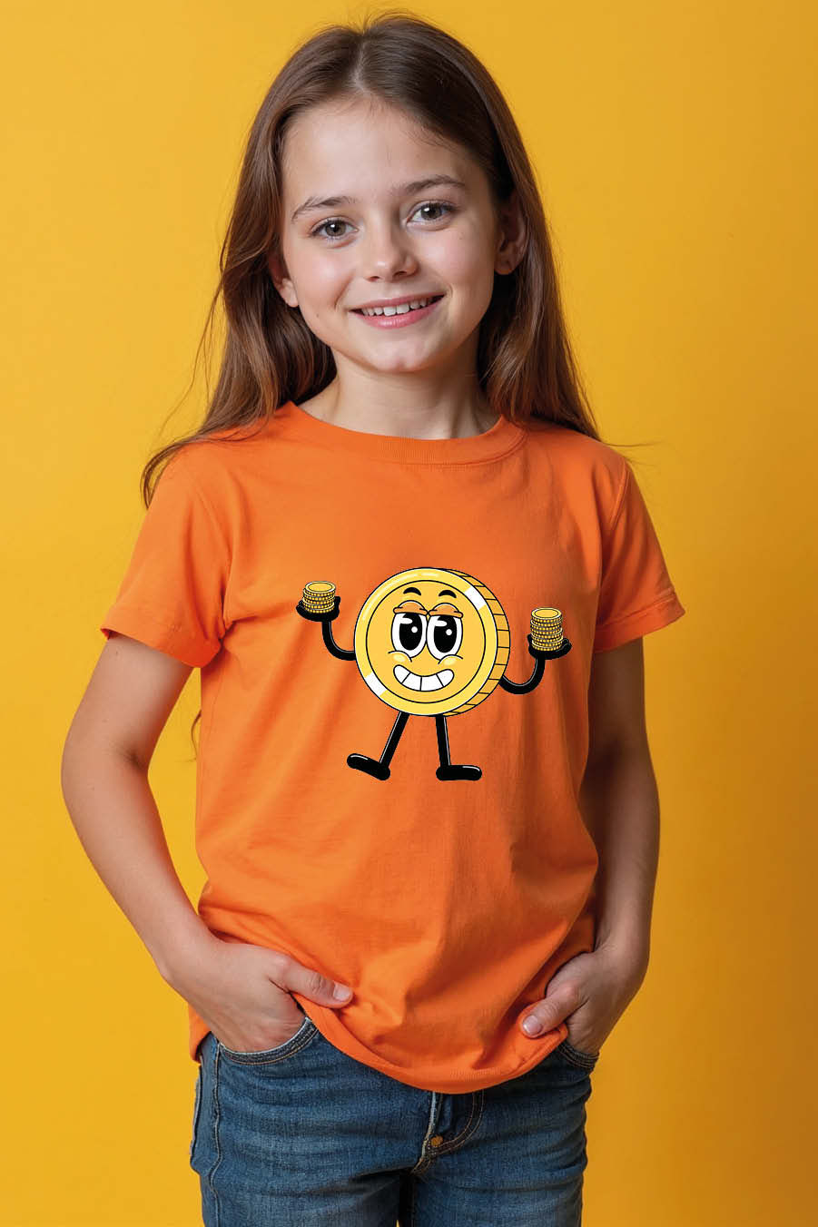 Thumbnail: coin cartoon Premium Cool Cartoon Kids T-Shirt – Funny Design for Boys & Girls