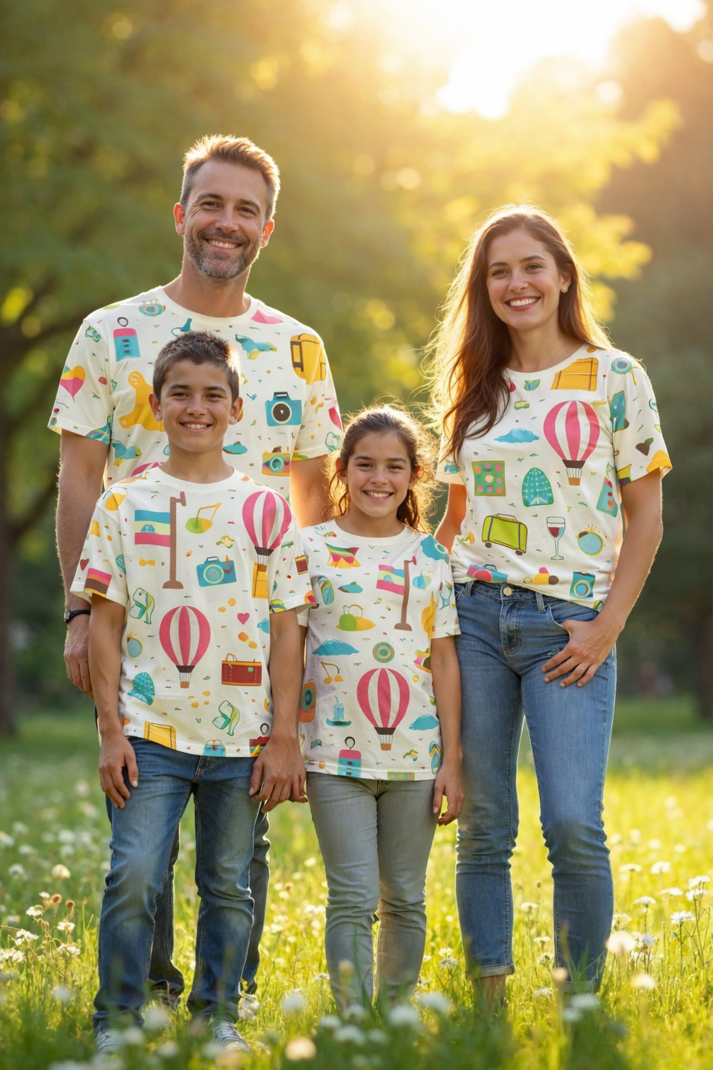 Family vacation-themed matching printed tshirts pack of 4
