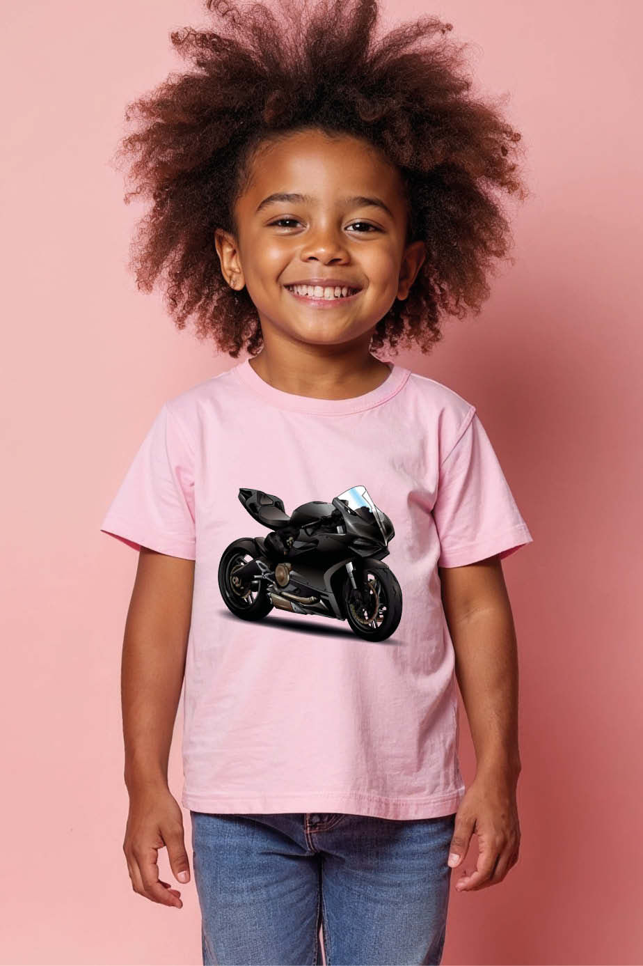Thumbnail: Superbike Racer Kids' White Graphic T-Shirt Cute Kids Printed T-Shirt – Graphic