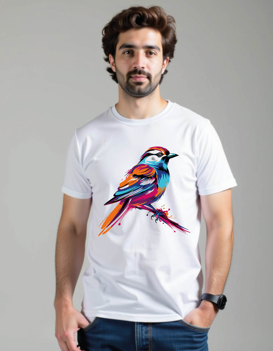 Thumbnail: bird with pop art style mens printed graphic t shirt