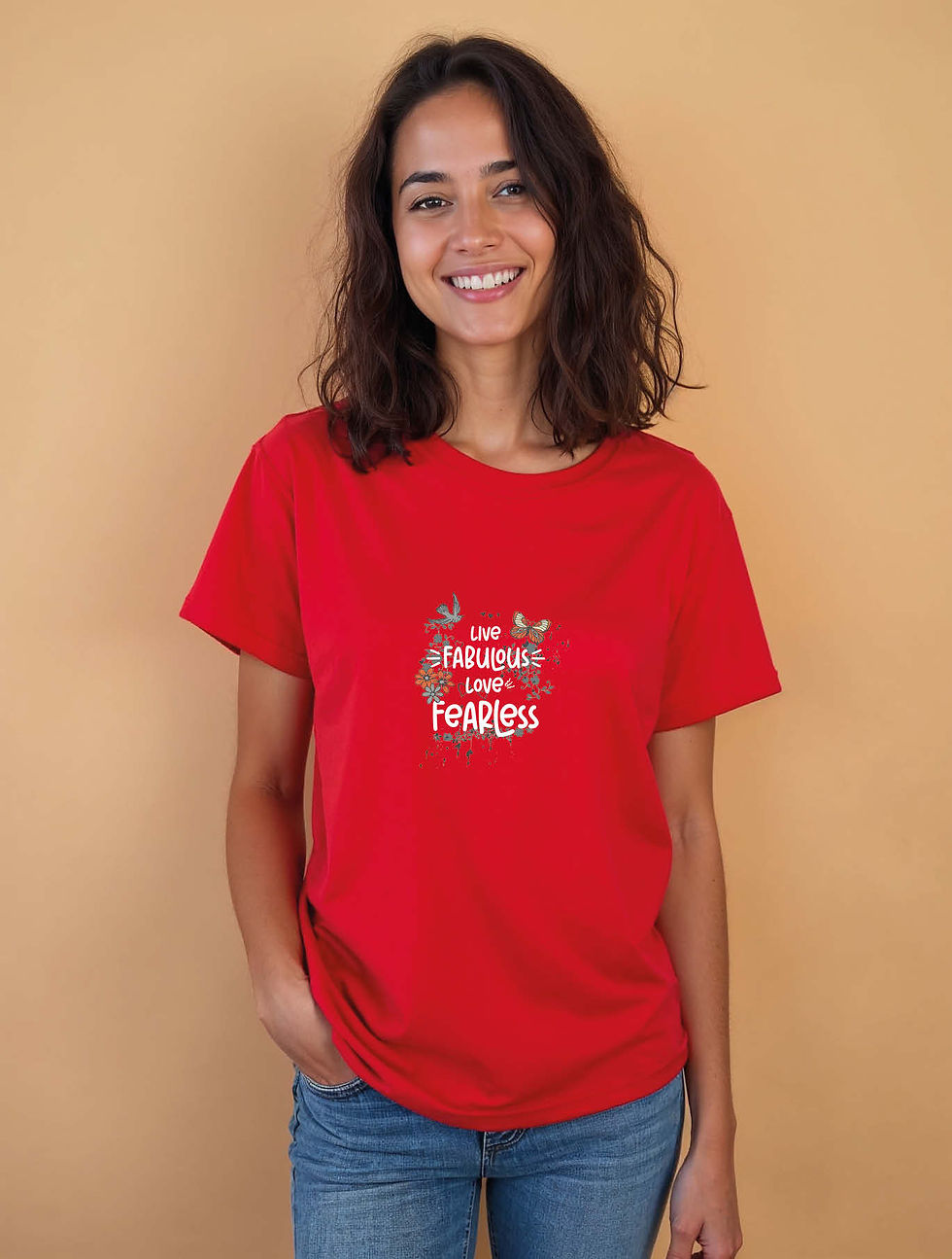 Thumbnail: live fabulous love fearless Modern Women’s Printed Graphic Streetwear T-Shirt