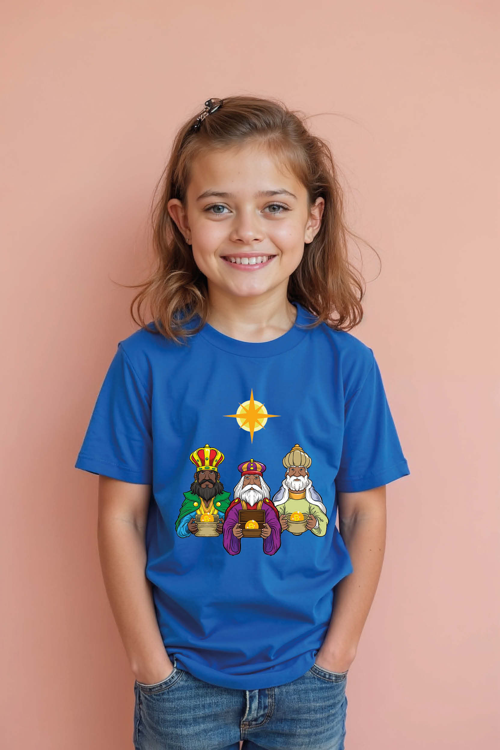 Three Wise Men Graphic Kids T-Shirt – Festive Christmas Theme Tee for Boys & Gir