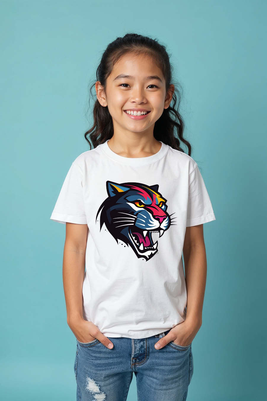 Thumbnail: Colorful Panther Kids T-Shirt – Vibrant Wild Animal Graphic Tee for Boys & Girls