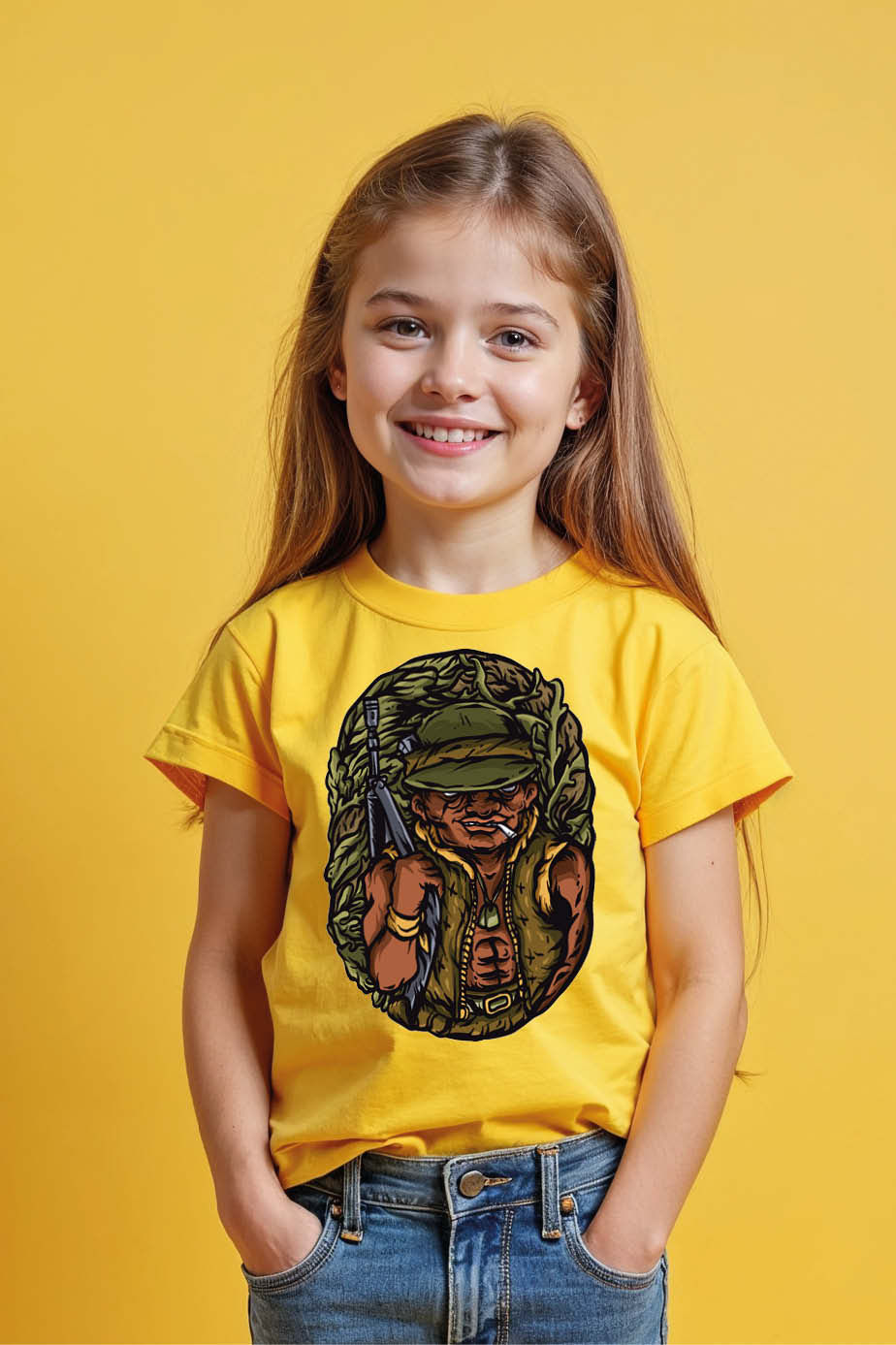 Thumbnail: Brave Jungle Soldier Graphic T-Shirt for Kids – Adventure Style for Boys & Girls