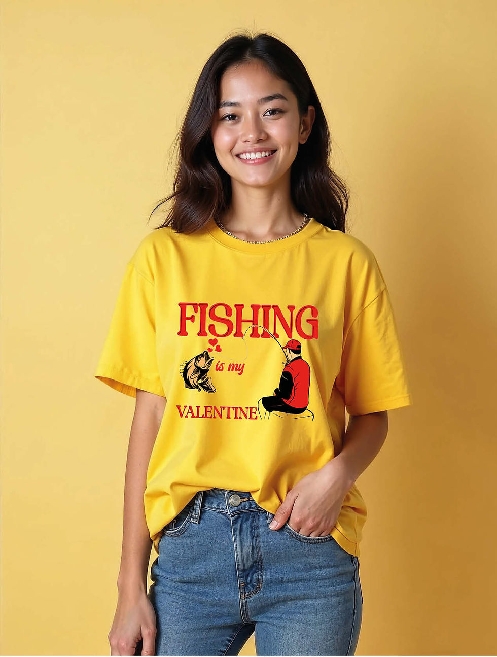 fishing is my valentine trendy Unisex Oversized Drop Shoulder T-Shirt