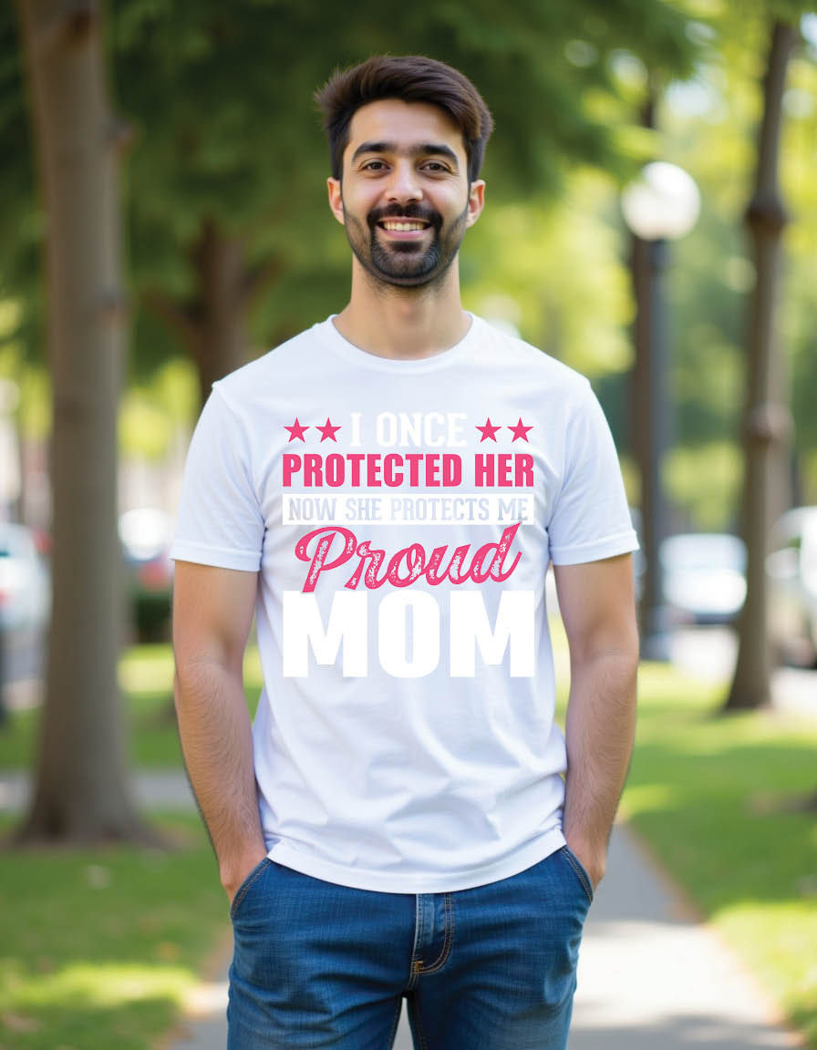 Thumbnail: i once protected her now she protects me proud mom mens printed graphic t shirt