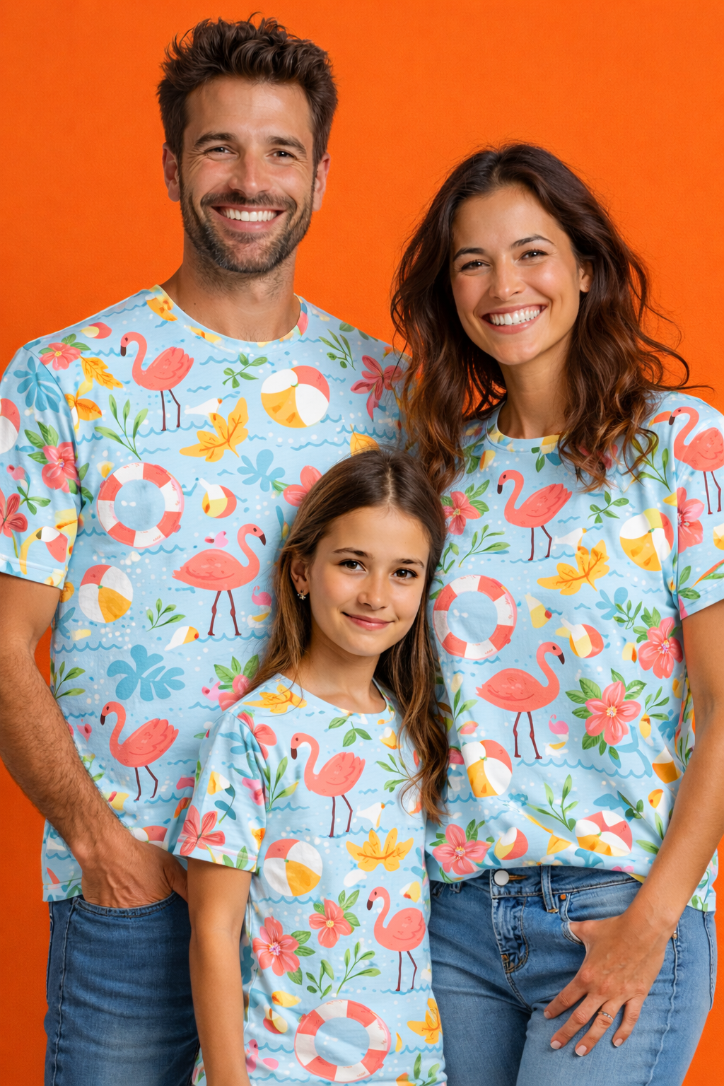 Family tropical matching printed tshirts pack of 3