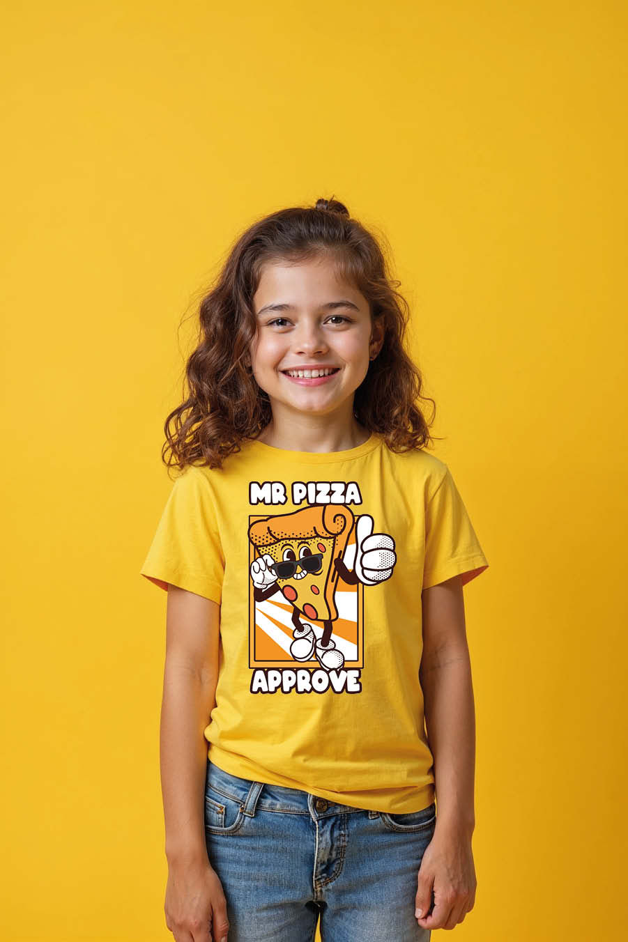 Thumbnail: Mr pizza Stylish Kids Graphic Tee – Character Print Design for Boys & Girls