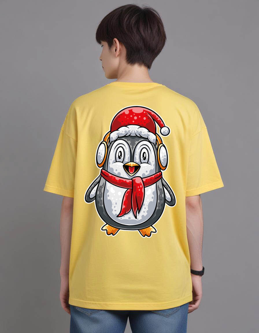 Thumbnail: happy penguin cartoon christmas day Oversized Printed t shirt