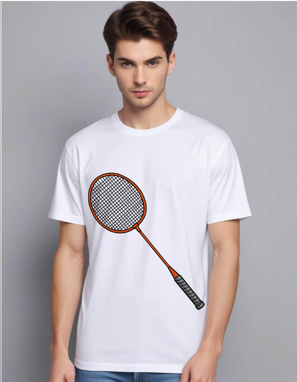 badminton racket mens printed graphic t shirt