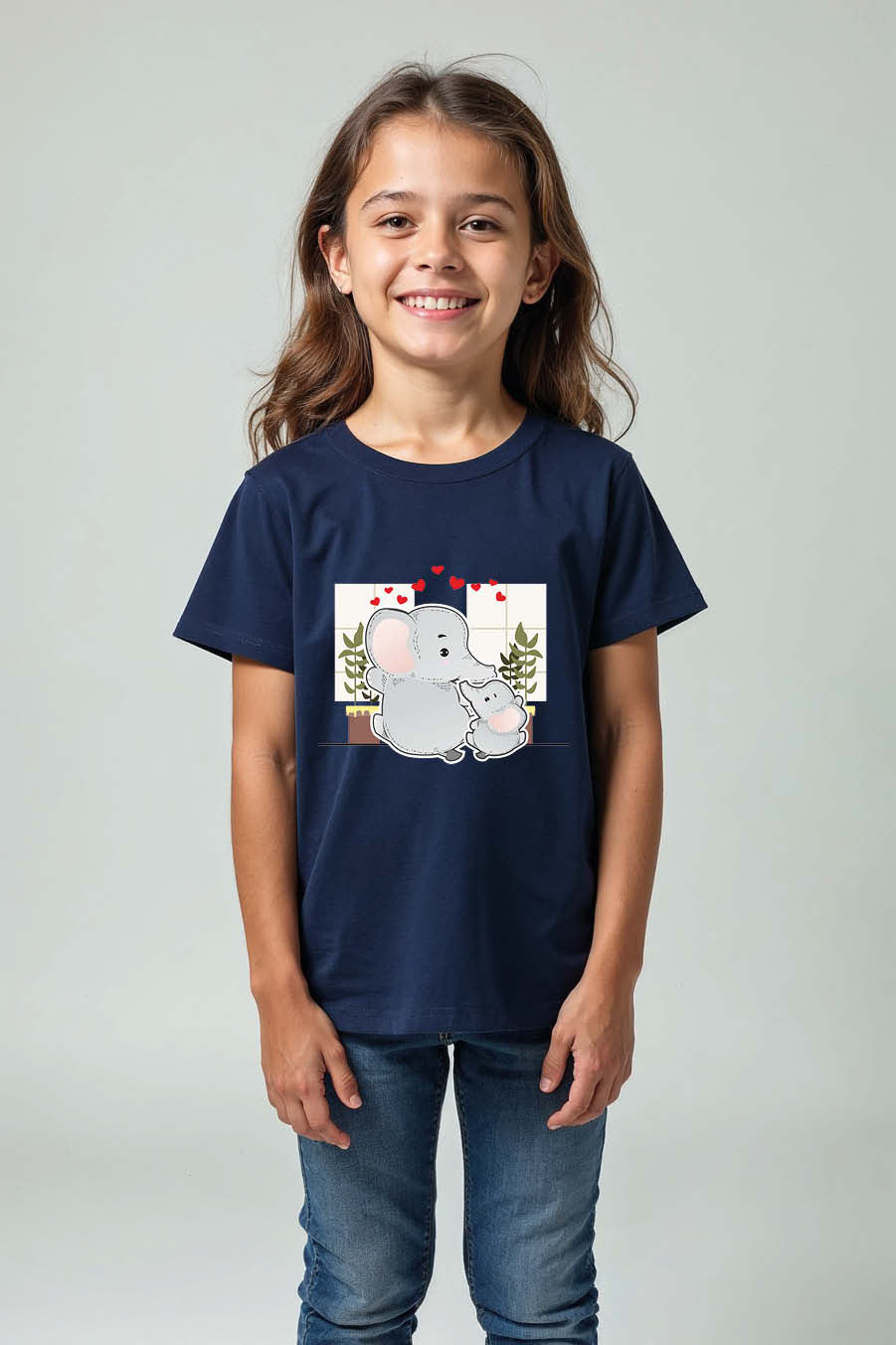 Thumbnail: Sweet Mother and Baby Elephant Love T-Shirt Cotton Casual Kids Printed T-Shirt