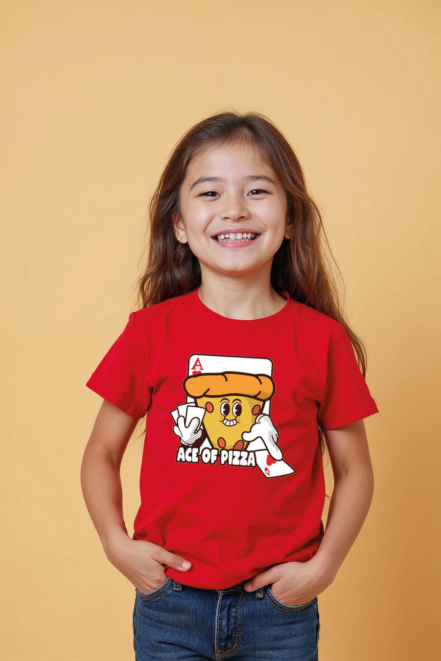 Thumbnail: Ace Of Pizza Casual Typography Print T-Shirt for Kids – Typography Print Design