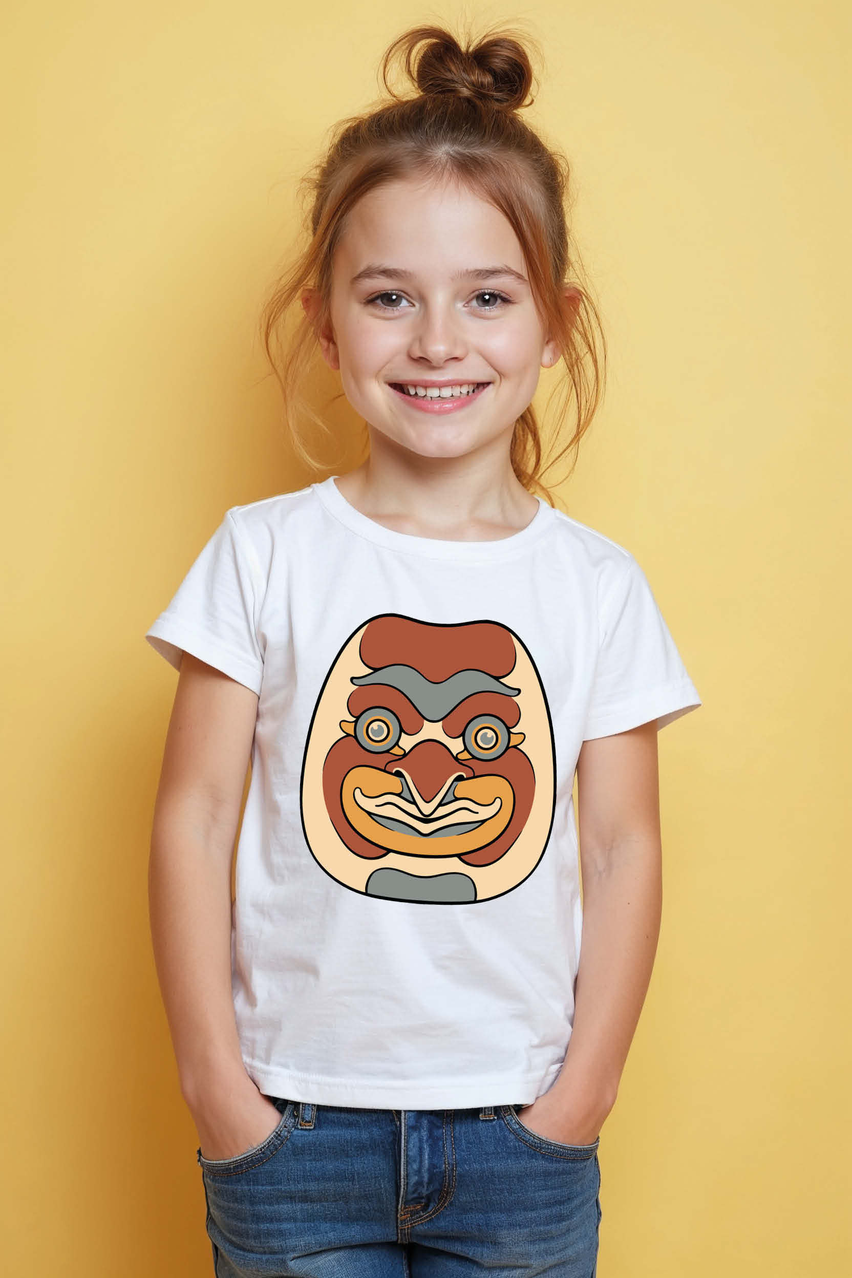 Abstract Stylized Mask Graphic Tee Everyday Cute Kids Typography T-Shirt – Super