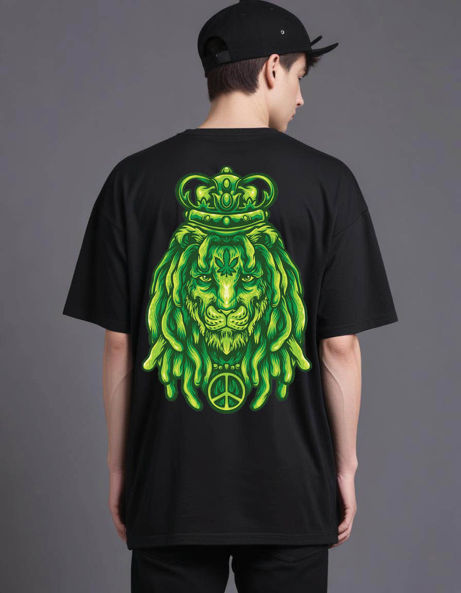 Thumbnail: lion king marijuana mens Oversized Printed t shirt
