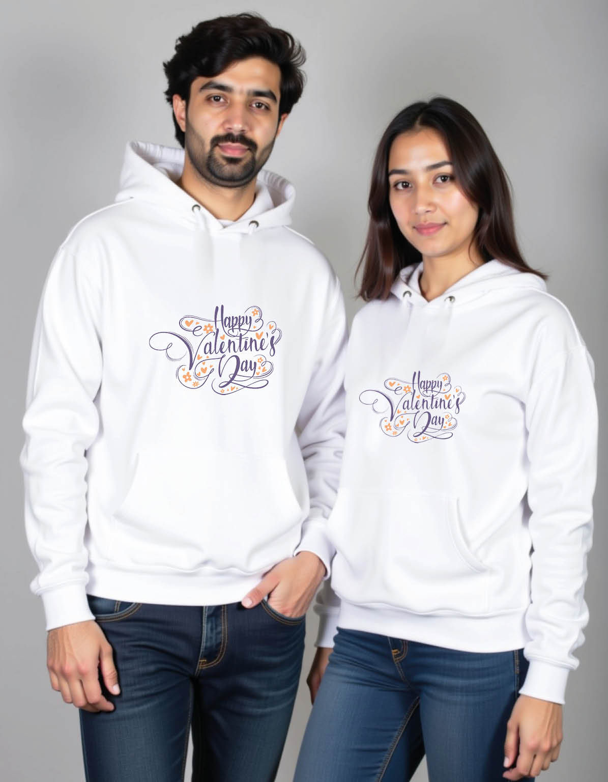 happy valentine's day Streetwear Printed Graphic Couple Hoodies