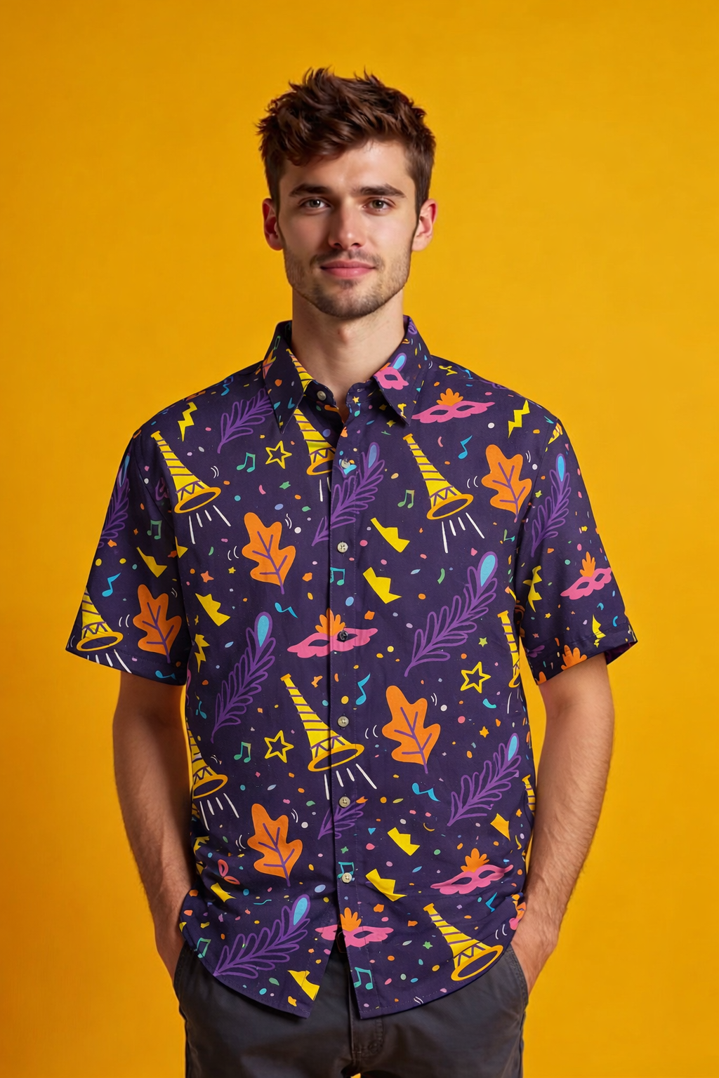 Sound Vibes Design Urban Casual Patterned All Over Print Oversized Shirt
