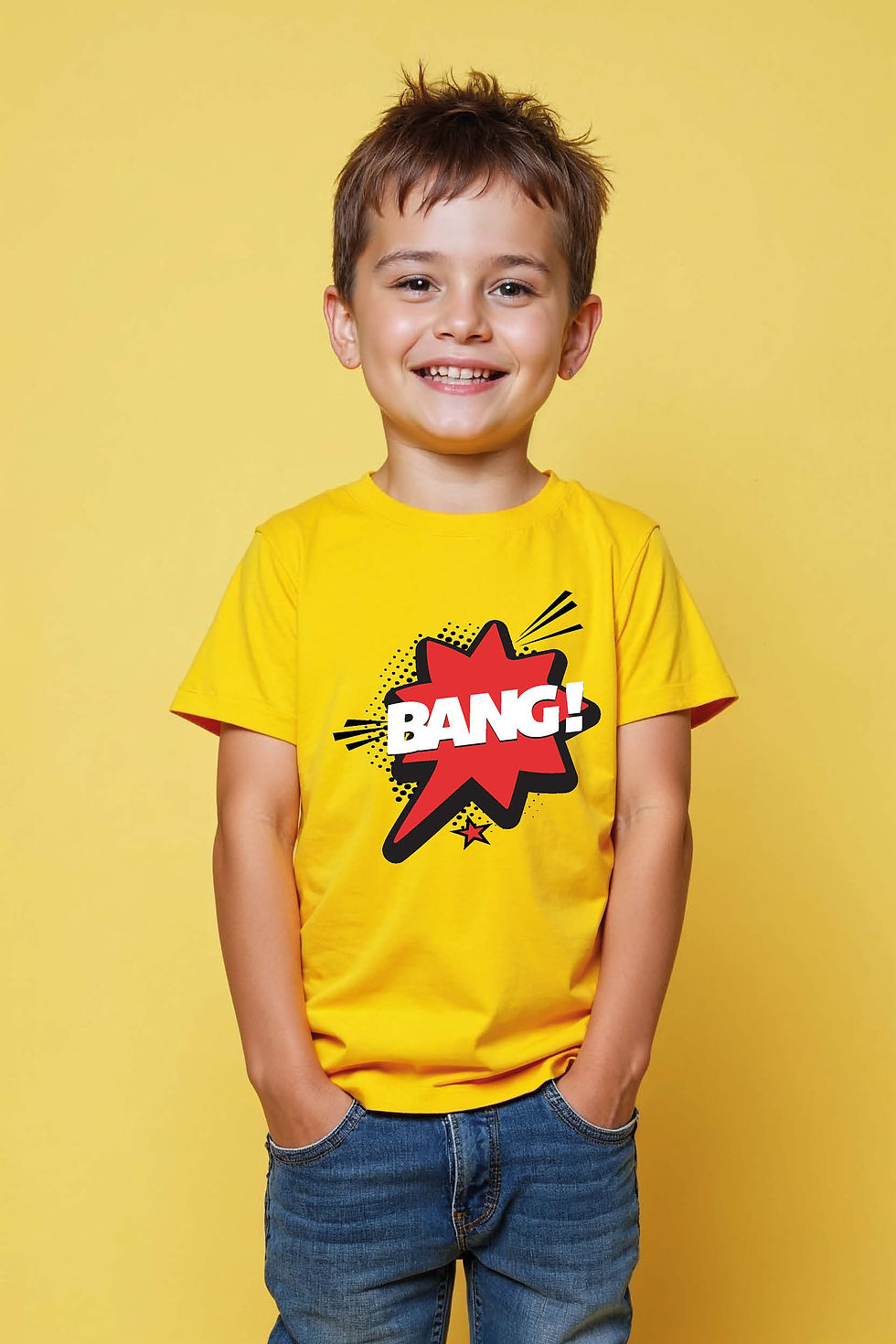 bang! Comfortable Cute Kids Typography T-Shirt – Quote Print Design